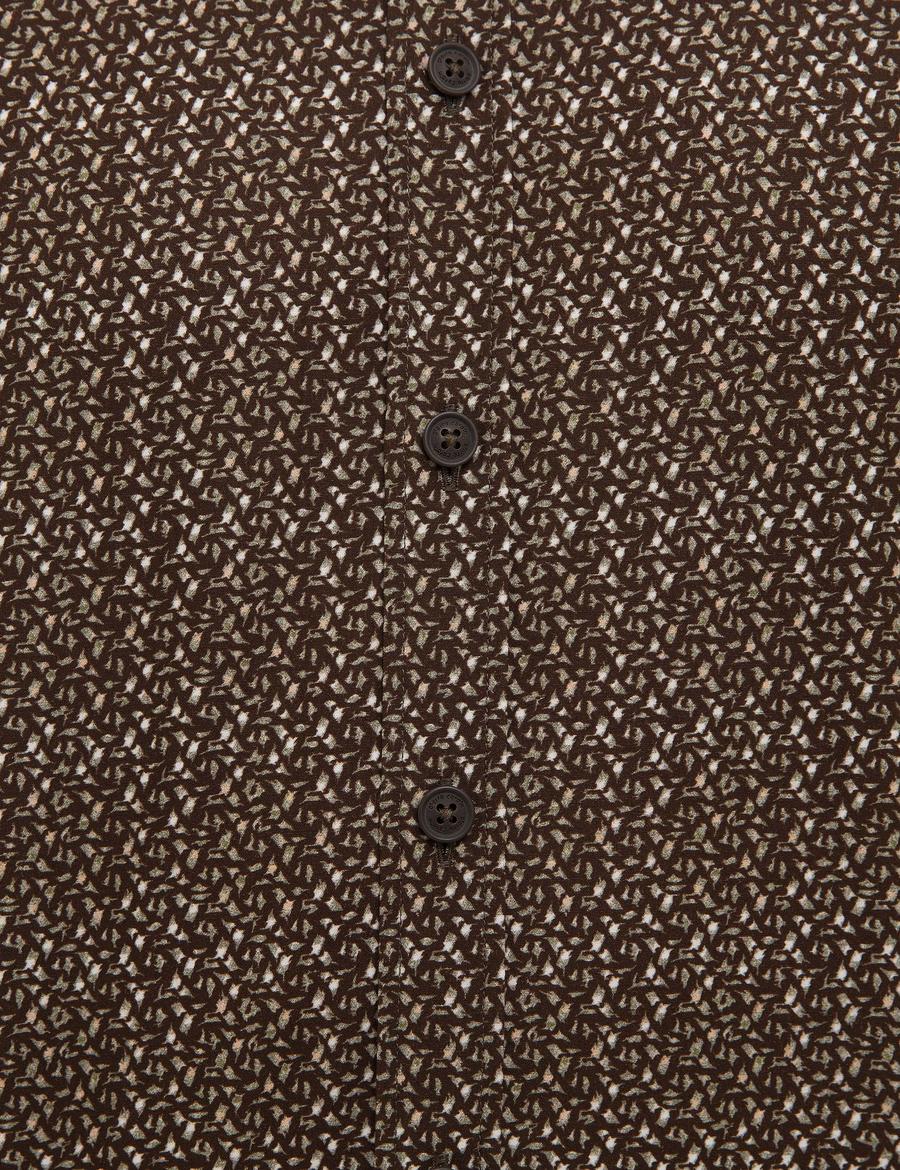 Kahverengi Slim Fit Uzun Kollu Gömlek
