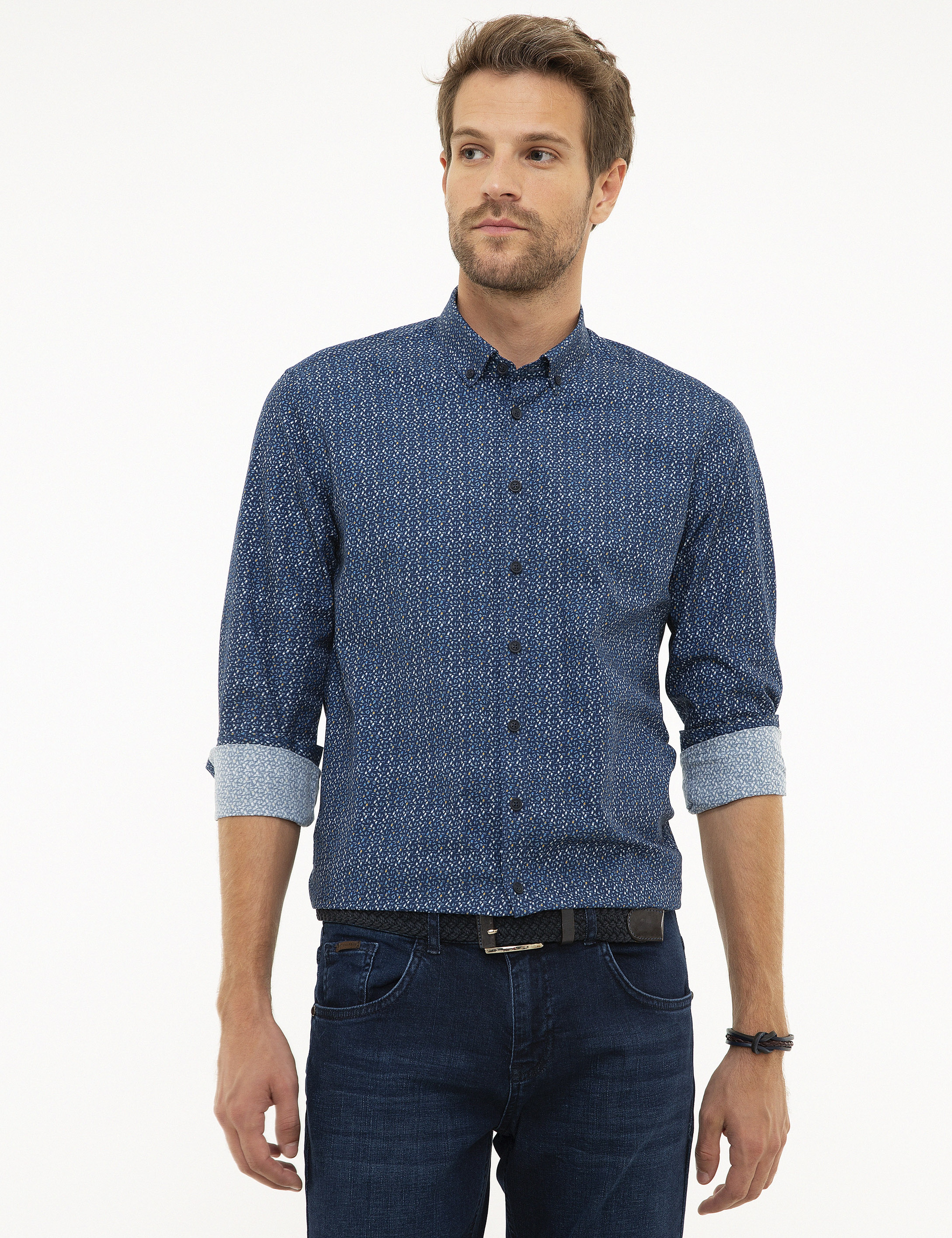 Lacivert Slim Fit Gömlek - Image 1