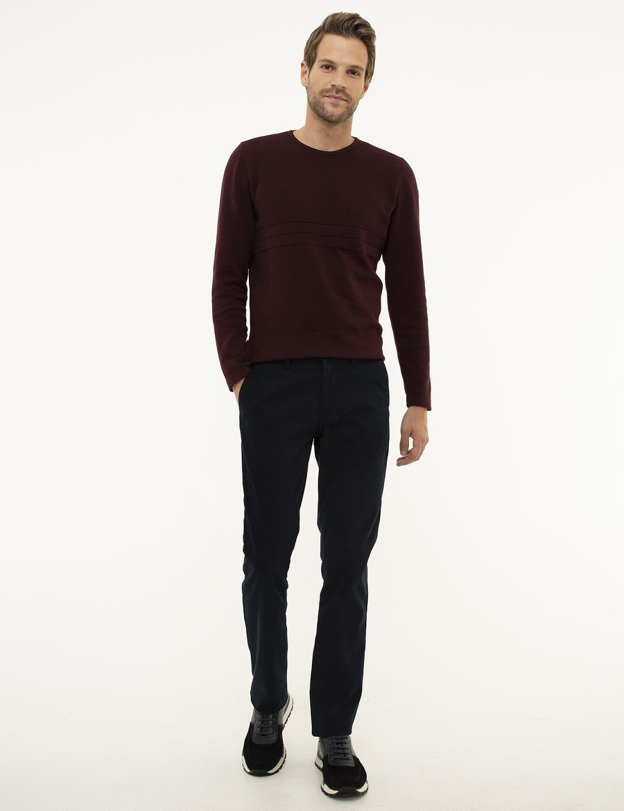Lacivert Slim Fit Kanvas Pantolon