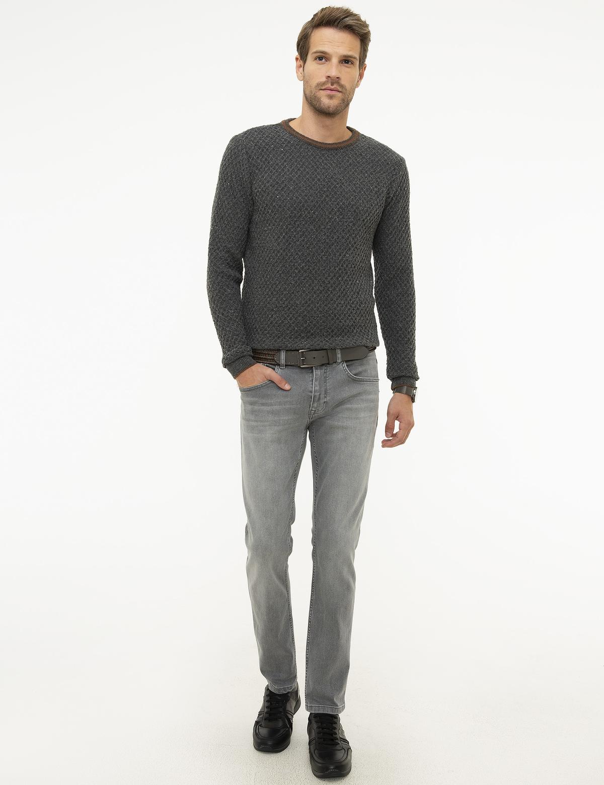Gri Slim Fit Denim Pantolon