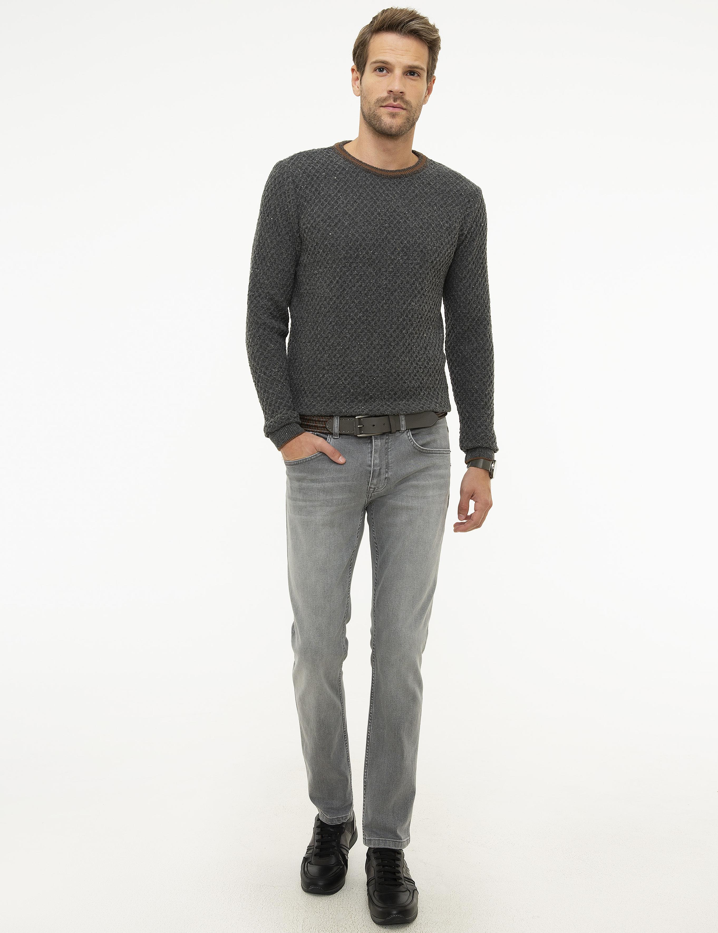 Gri Slim Fit Denim Pantolon