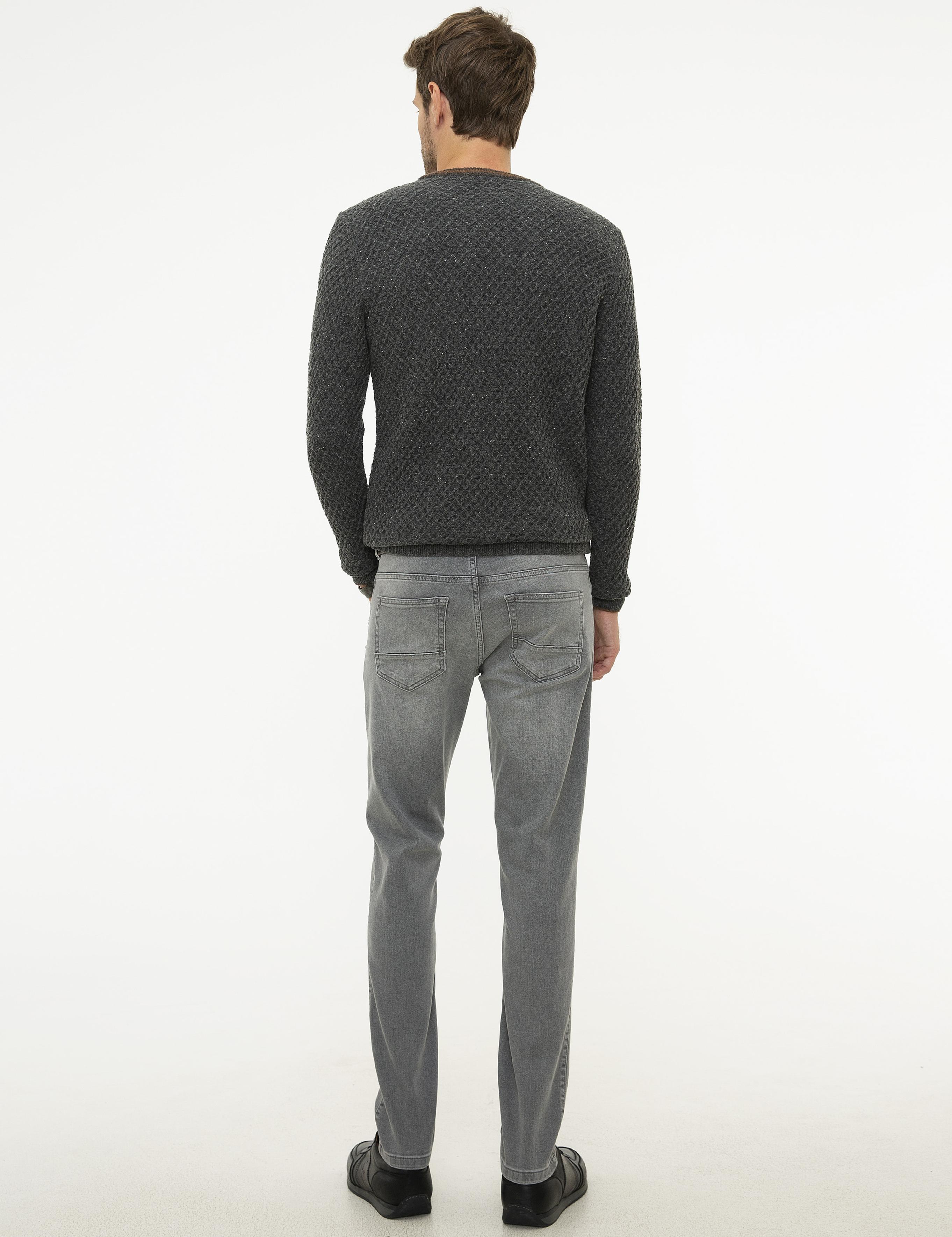Gri Slim Fit Denim Pantolon