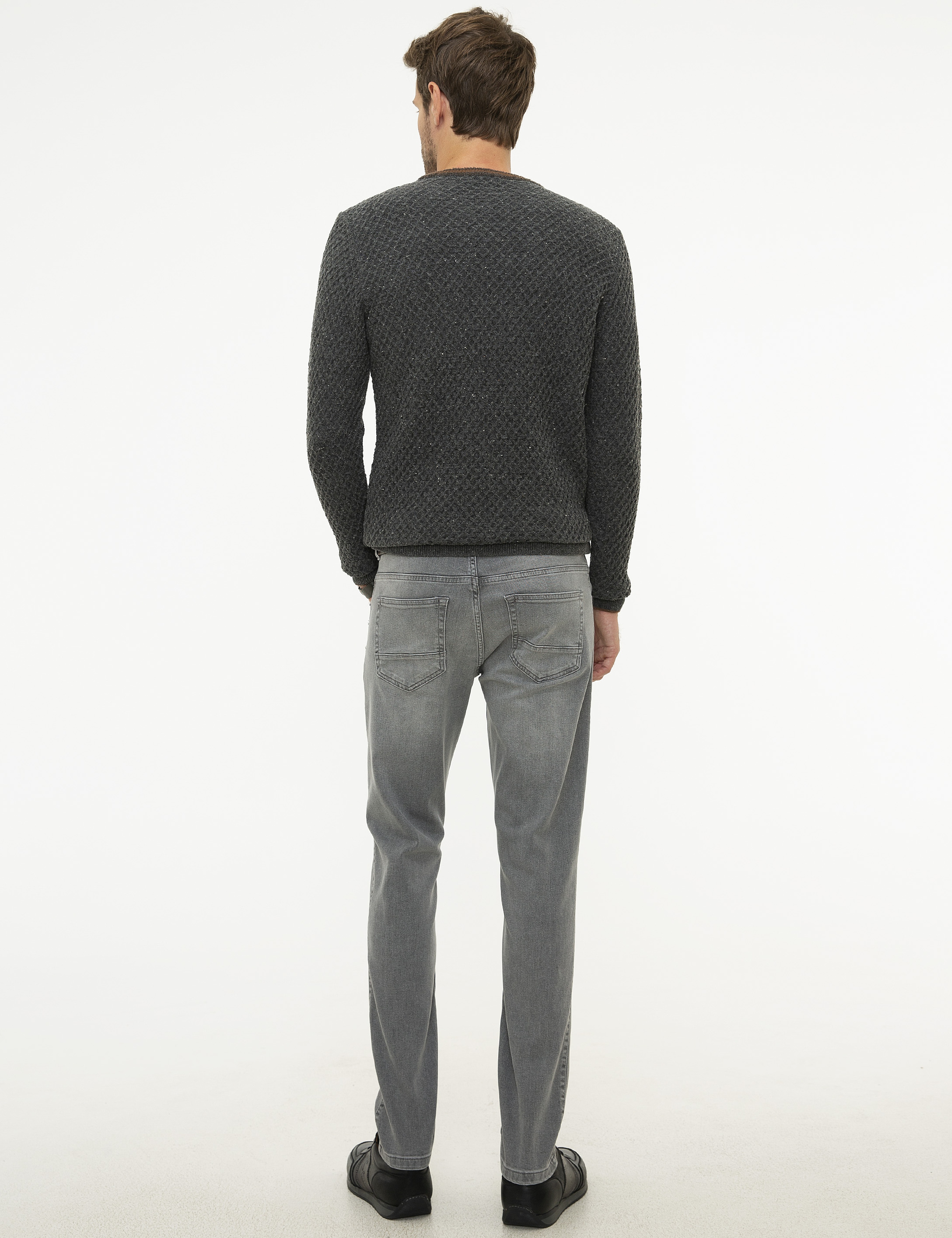 Gri Slim Fit Denim Pantolon - Image 3