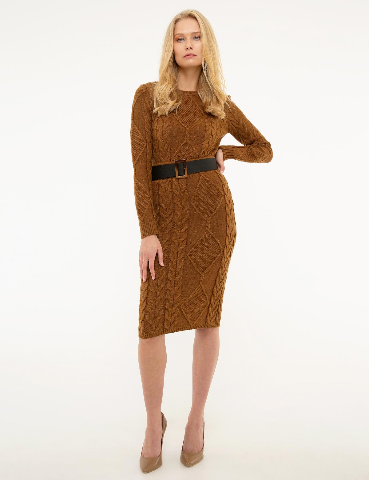 Kahverengi Triko Kazak - 50213489036