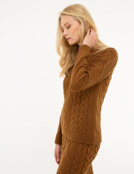 Kahverengi Triko Kazak - 50213489036