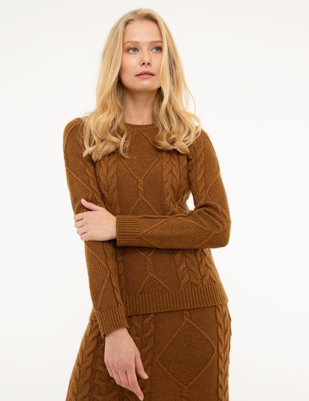 Kahverengi Triko Kazak - 50213489036