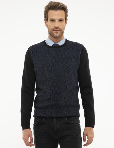 Antrasit Melanj Slim Fit Triko Kazak - 50209919034