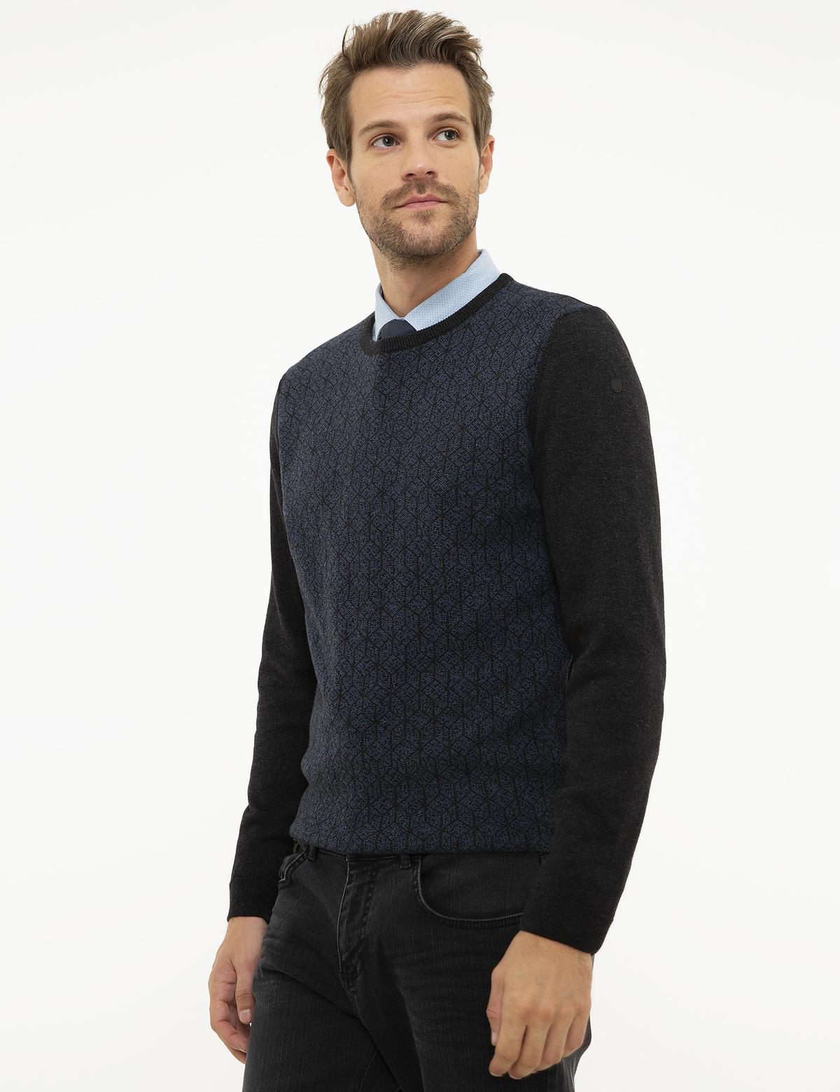 Antrasit Melanj Slim Fit Triko Kazak - 50209919034