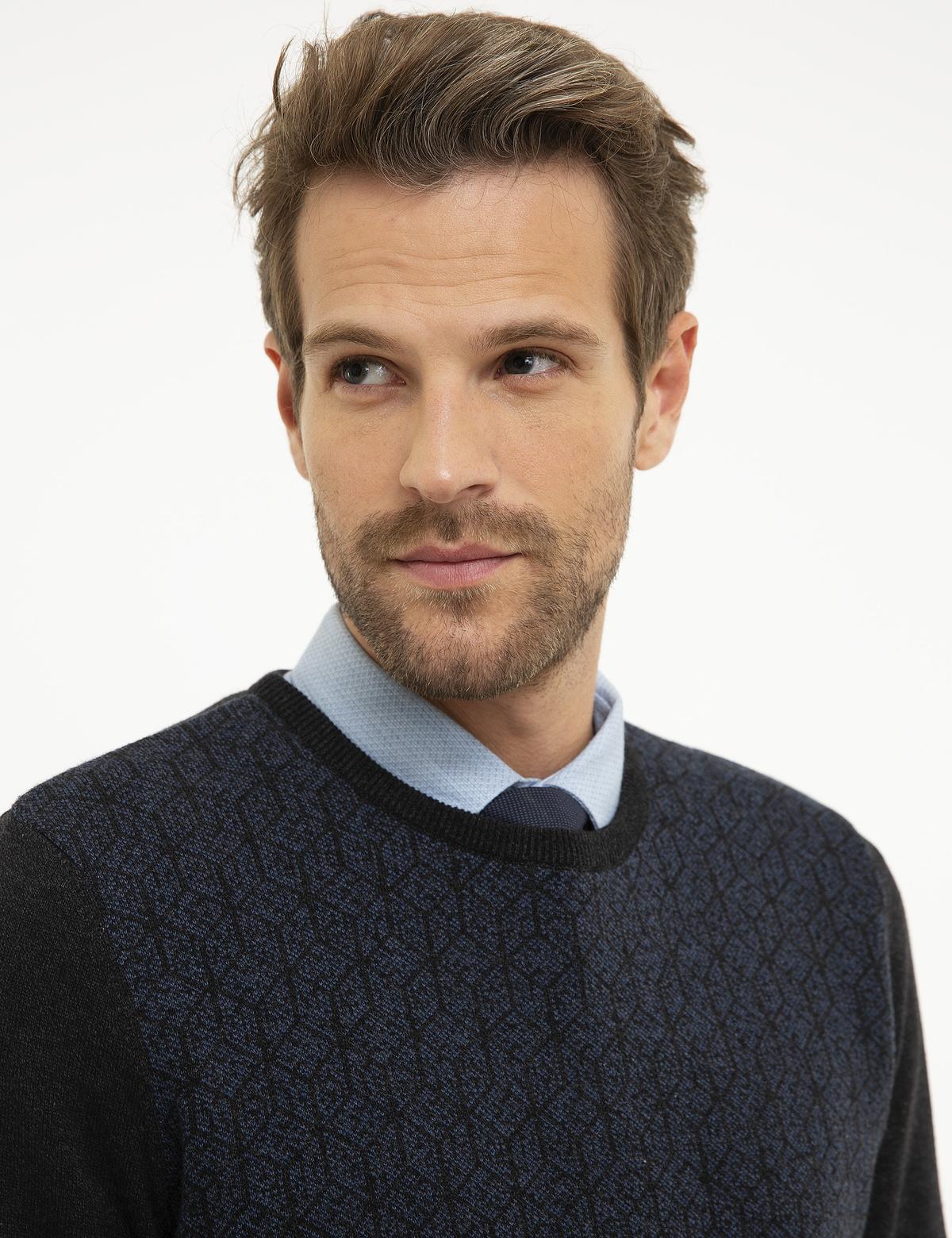 Antrasit Melanj Slim Fit Triko Kazak - 50209919034