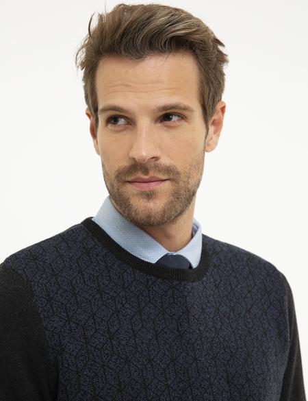 Antrasit Melanj Slim Fit Triko Kazak - 50209919034