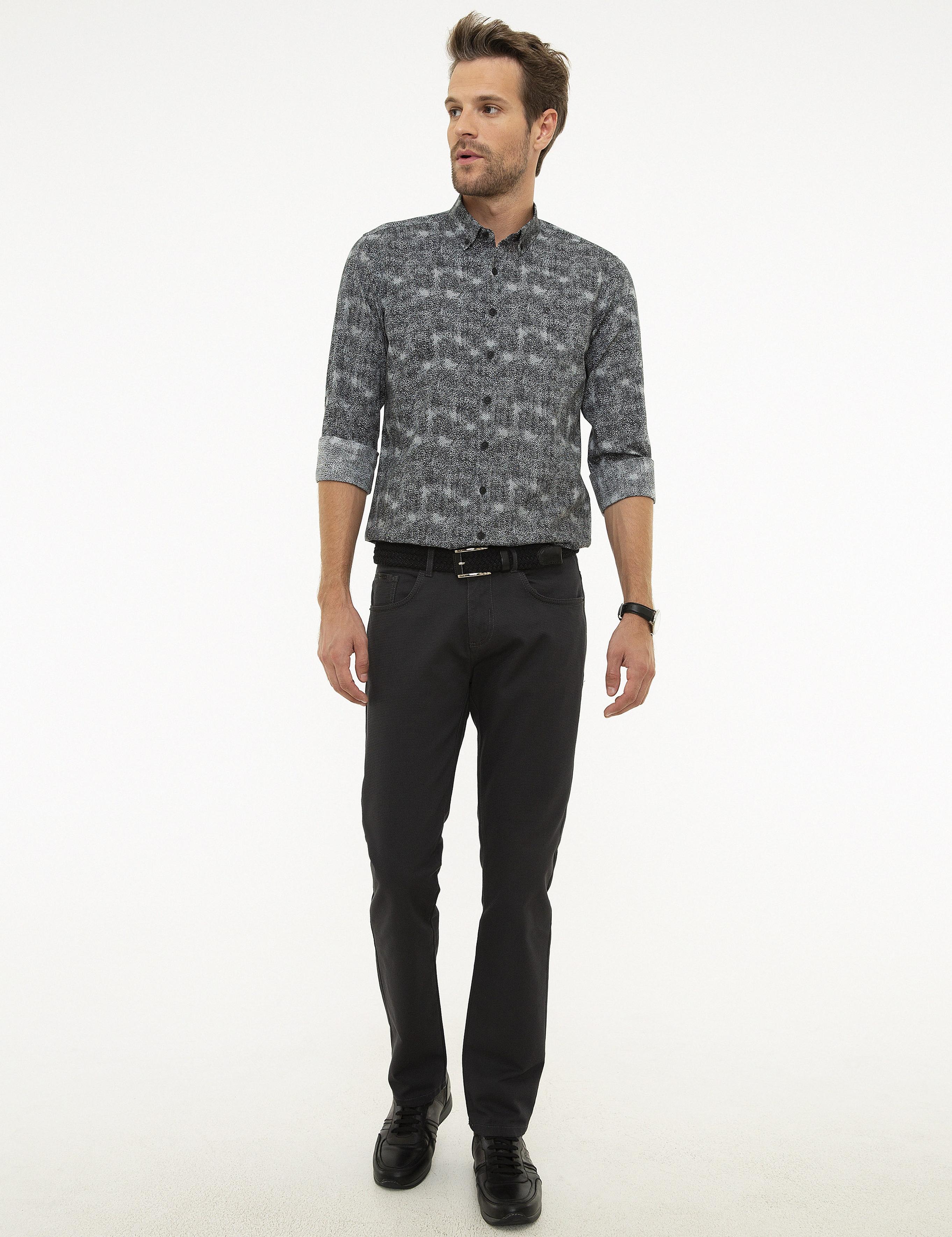 Siyah Slim Fit Uzun Kollu Gömlek