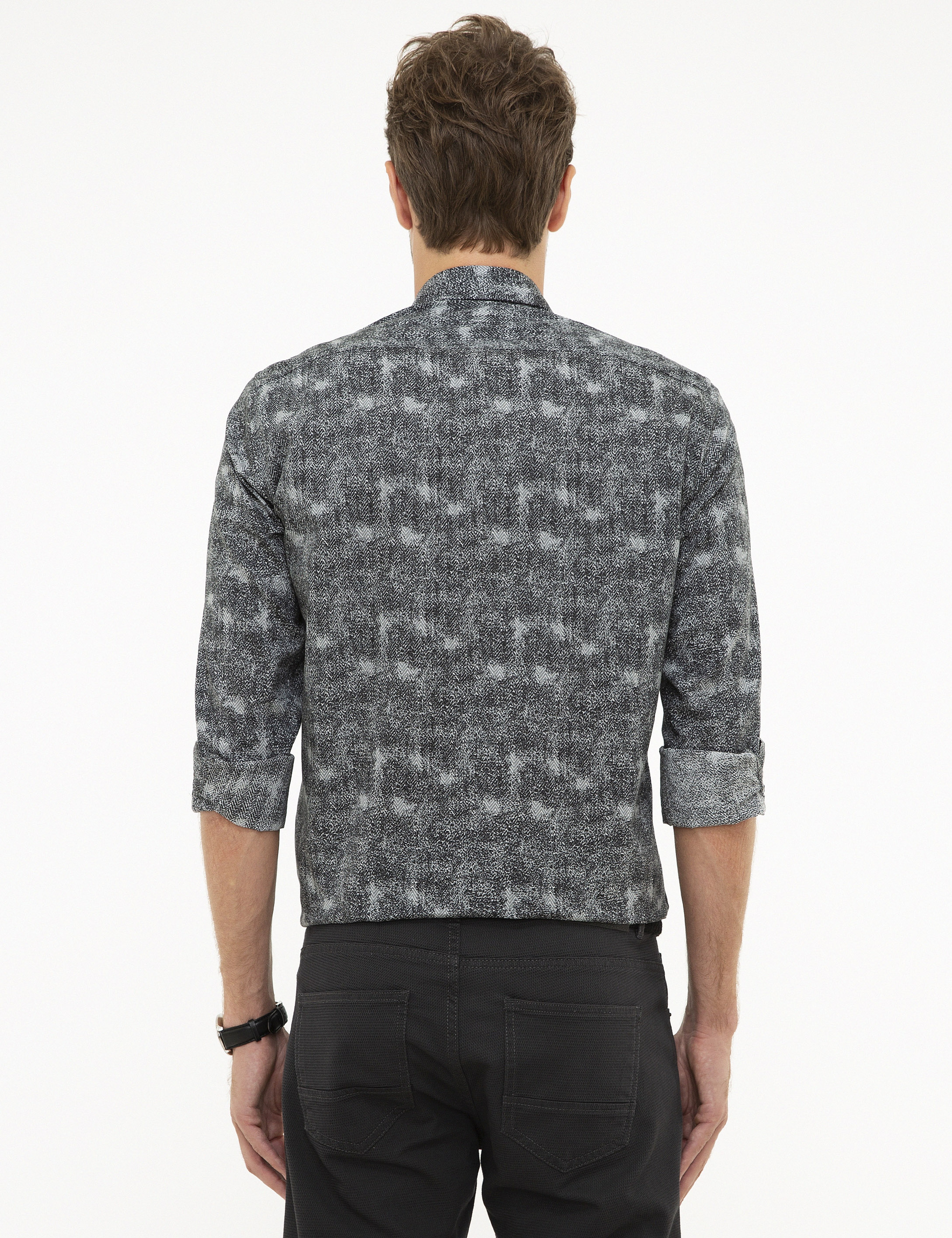 Siyah Slim Fit Uzun Kollu Gömlek