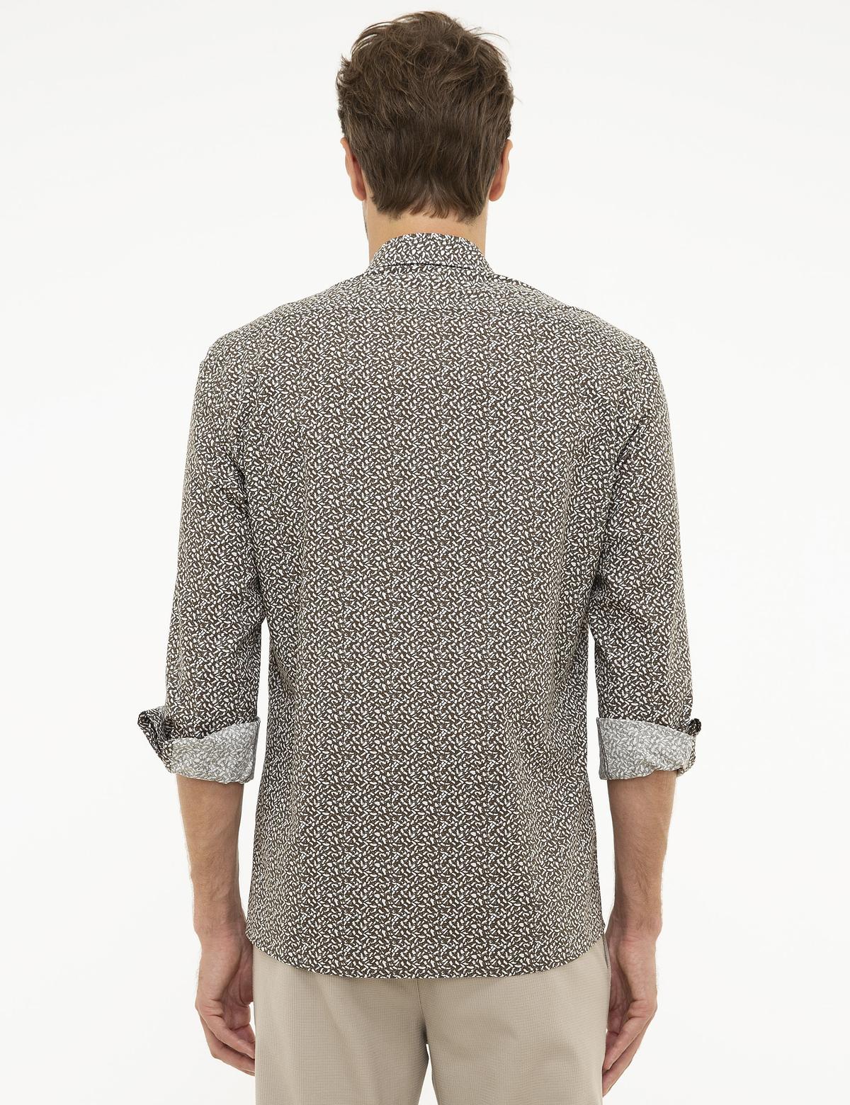 Kahverengi Slim Fit Uzun Kollu Gömlek - 50209589017