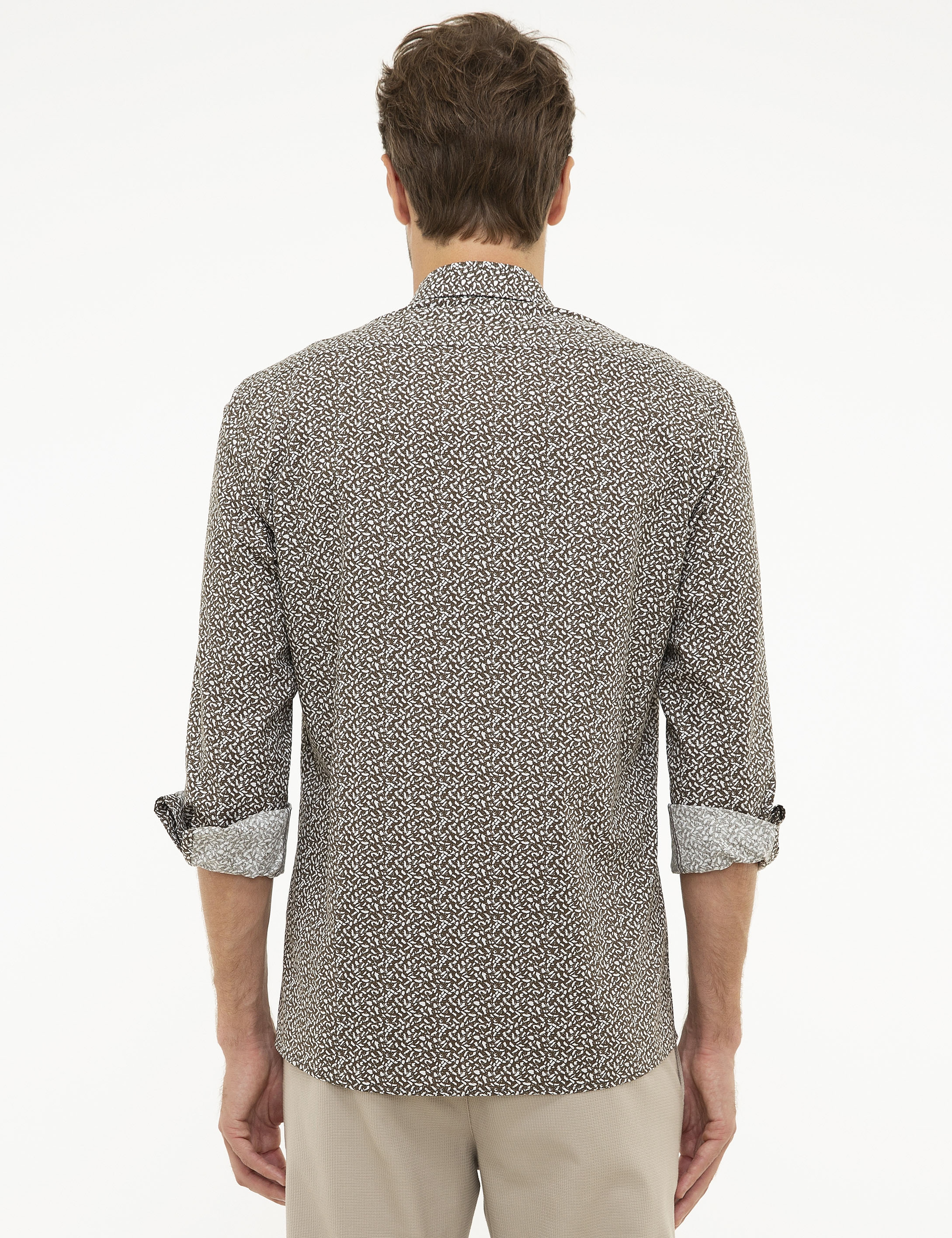 Kahverengi Slim Fit Uzun Kollu Gömlek - Image 3