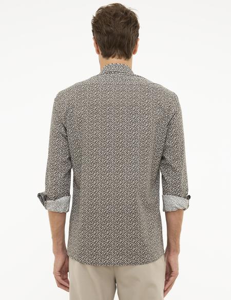 Kahverengi Slim Fit Uzun Kollu Gömlek - 50209589017