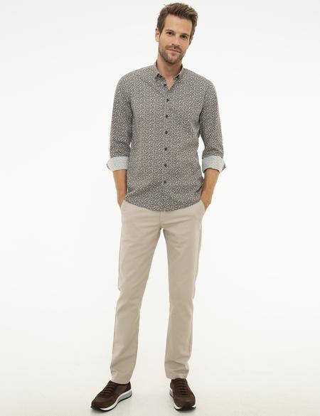 Kahverengi Slim Fit Uzun Kollu Gömlek - 50209589017