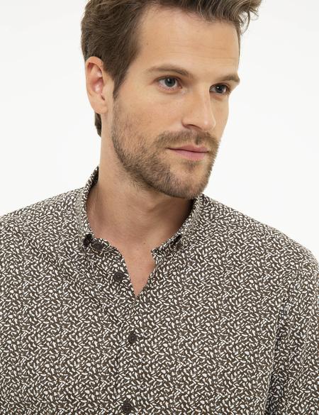 Kahverengi Slim Fit Uzun Kollu Gömlek - 50209589017