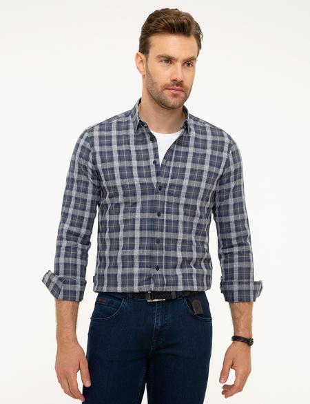 Lacivert Slim Fit Uzun Kollu Gömlek - 50209299005