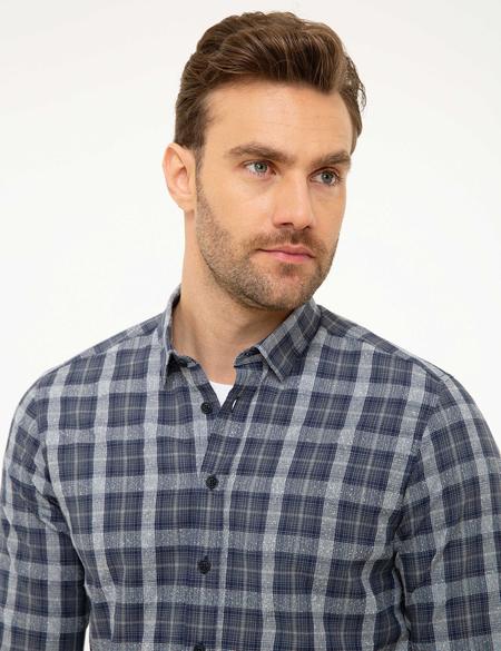 Lacivert Slim Fit Uzun Kollu Gömlek - 50209299005