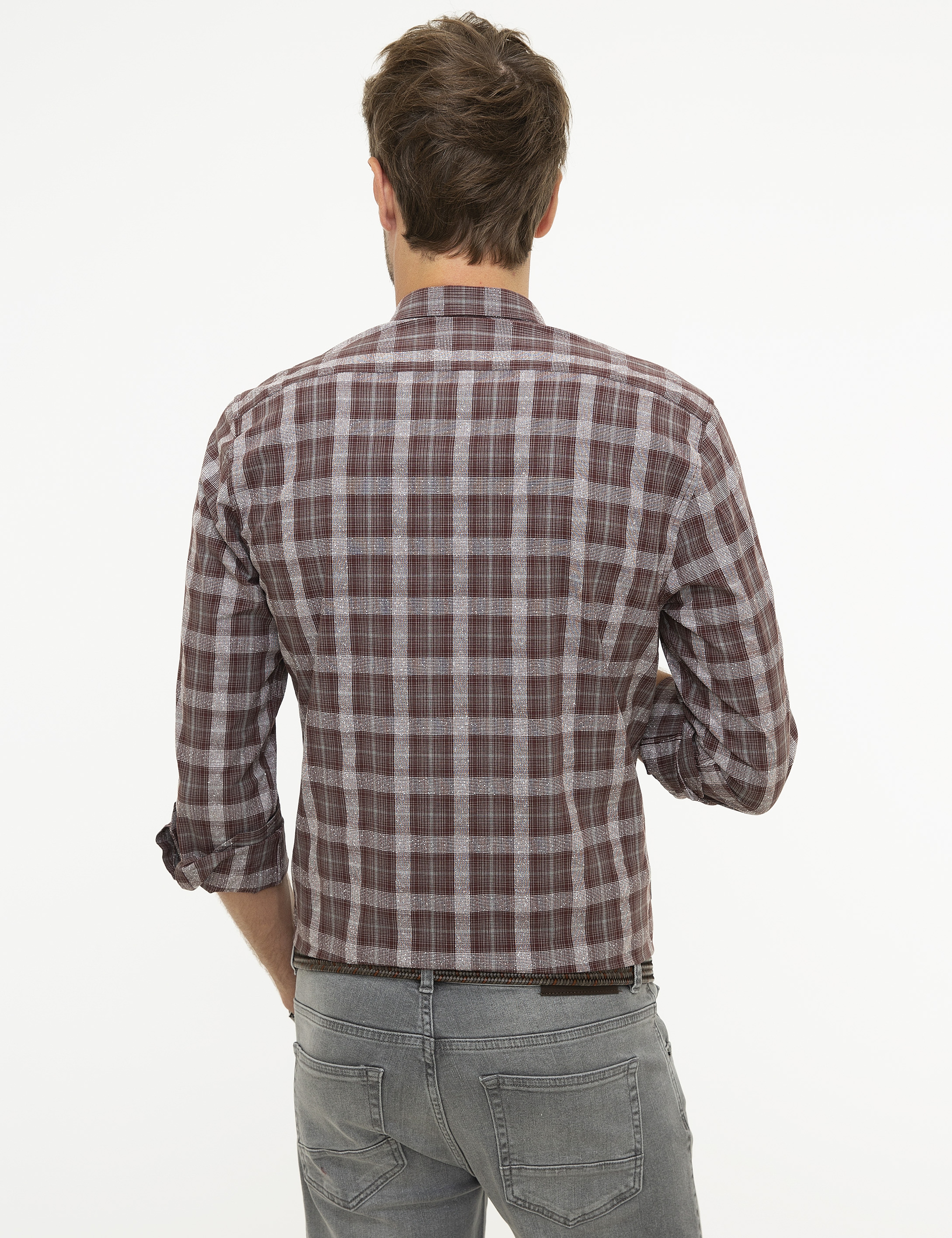 Bordo Slim Fit Gömlek