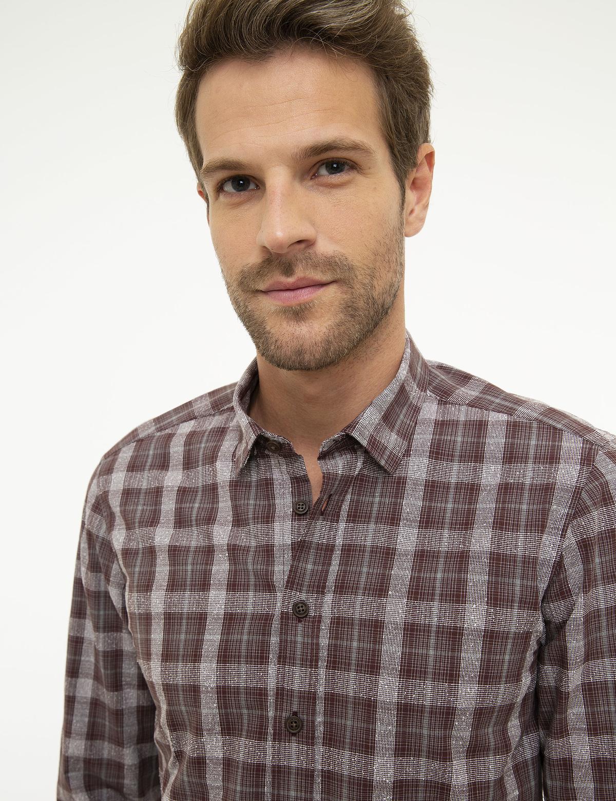 Bordo Slim Fit Gömlek - 50209299014