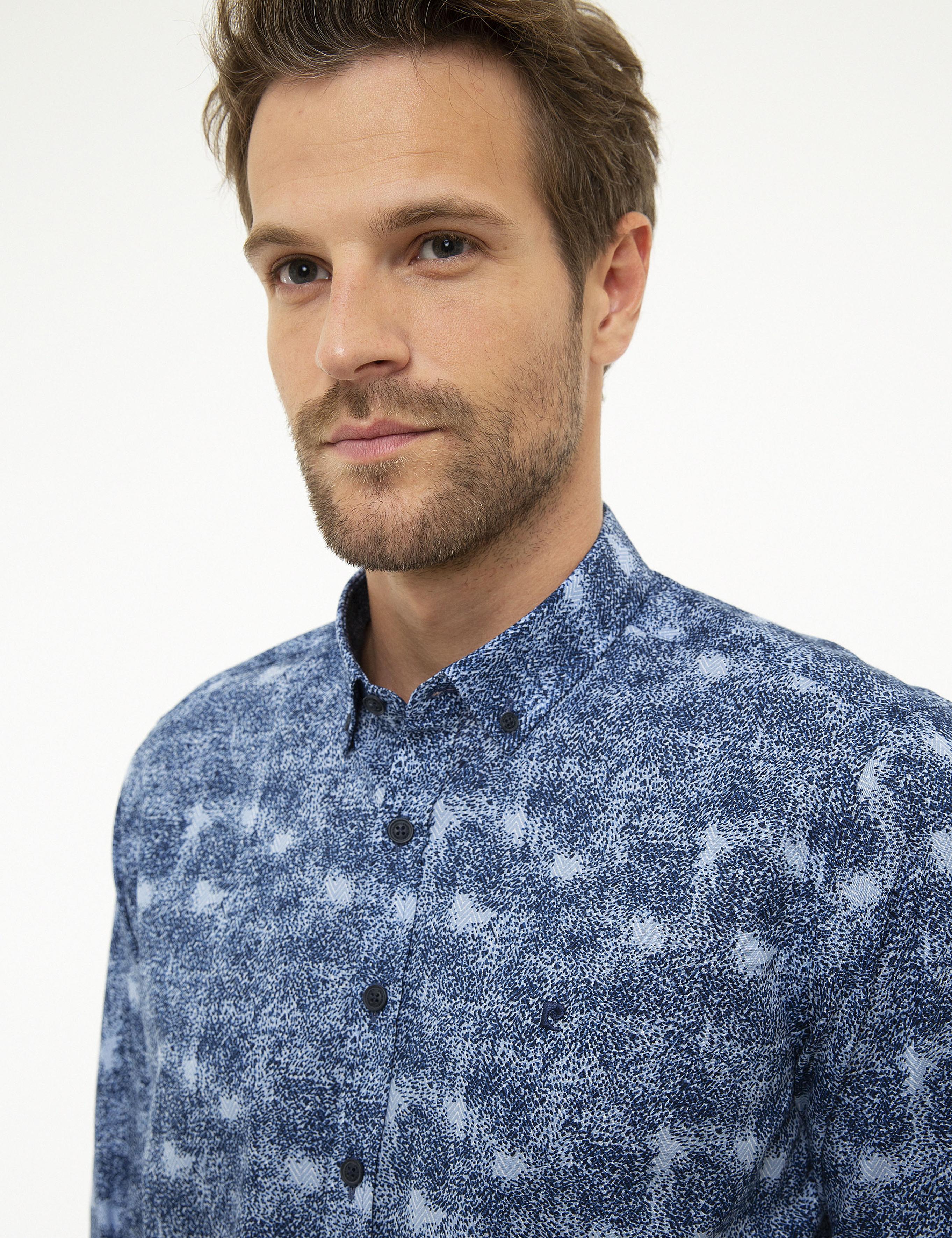 Lacivert Slim Fit Uzun Kollu Gömlek