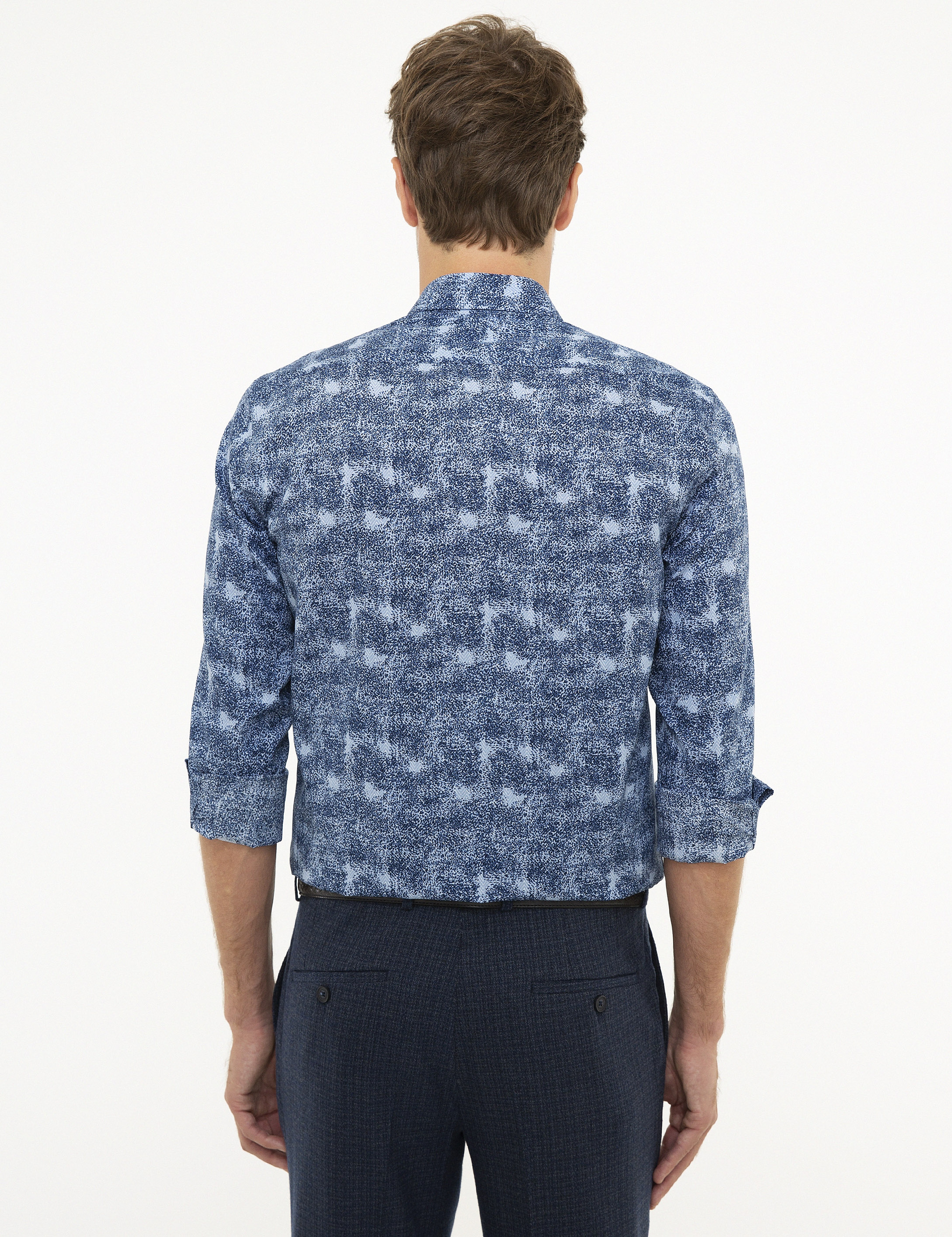 Lacivert Slim Fit Uzun Kollu Gömlek - Image 3