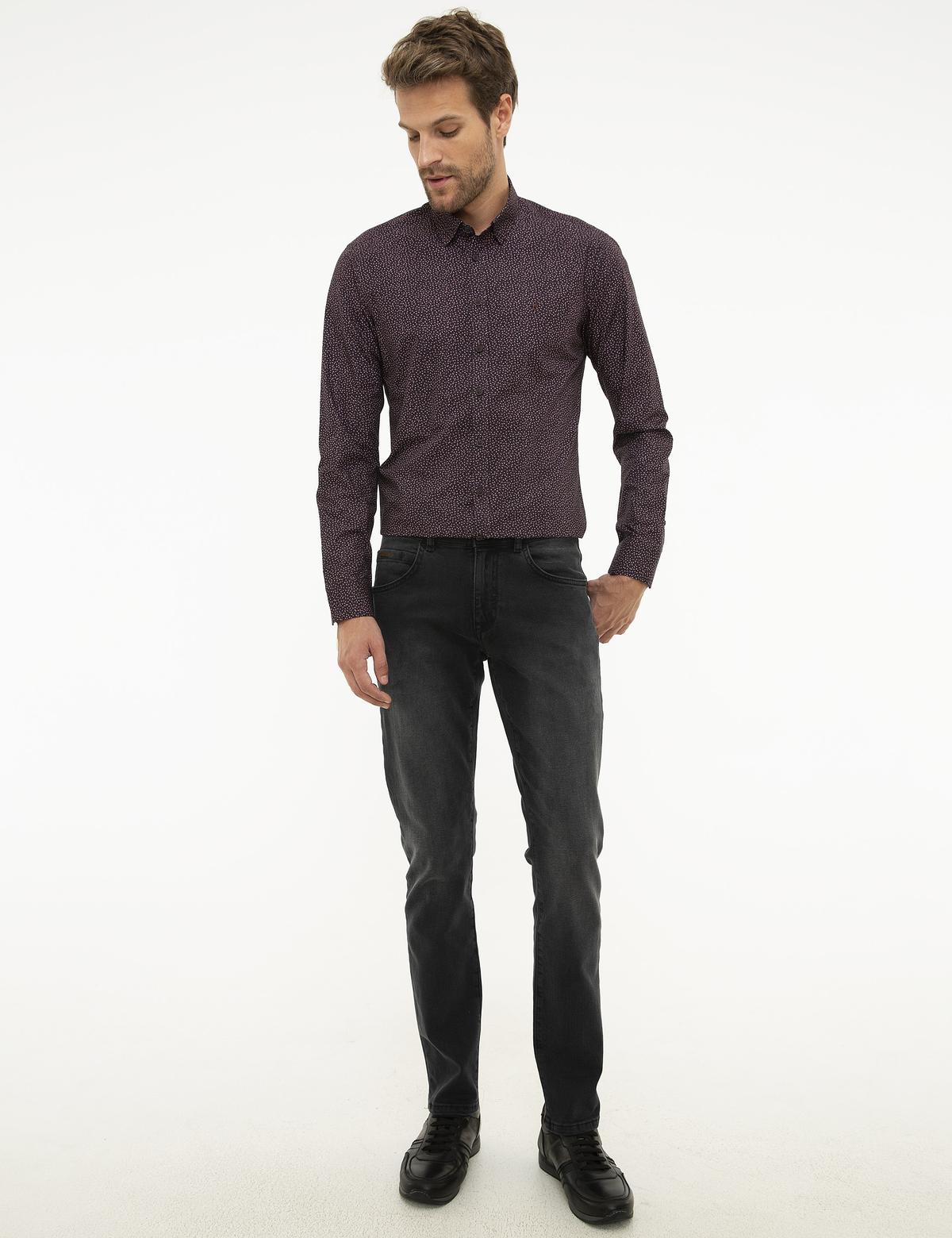 Bordo Slim Fit Uzun Kollu Gömlek - 50209608001