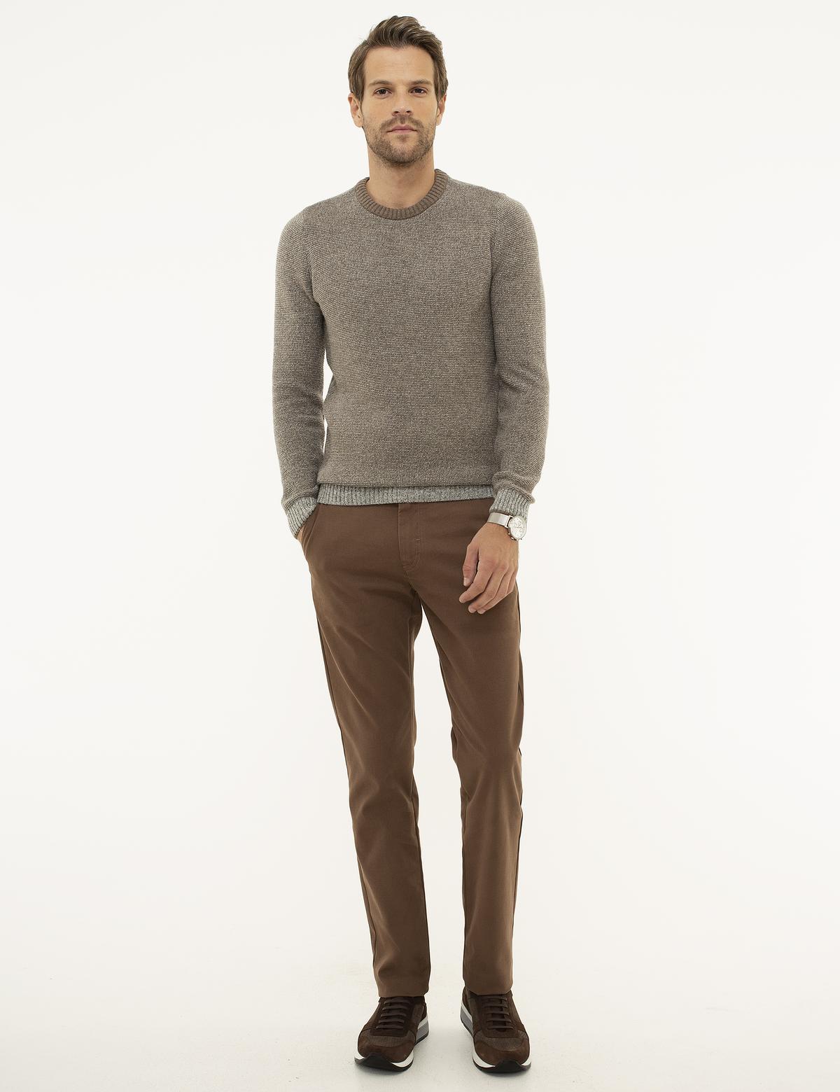 Camel Slim Fit Kanvas Pantolon