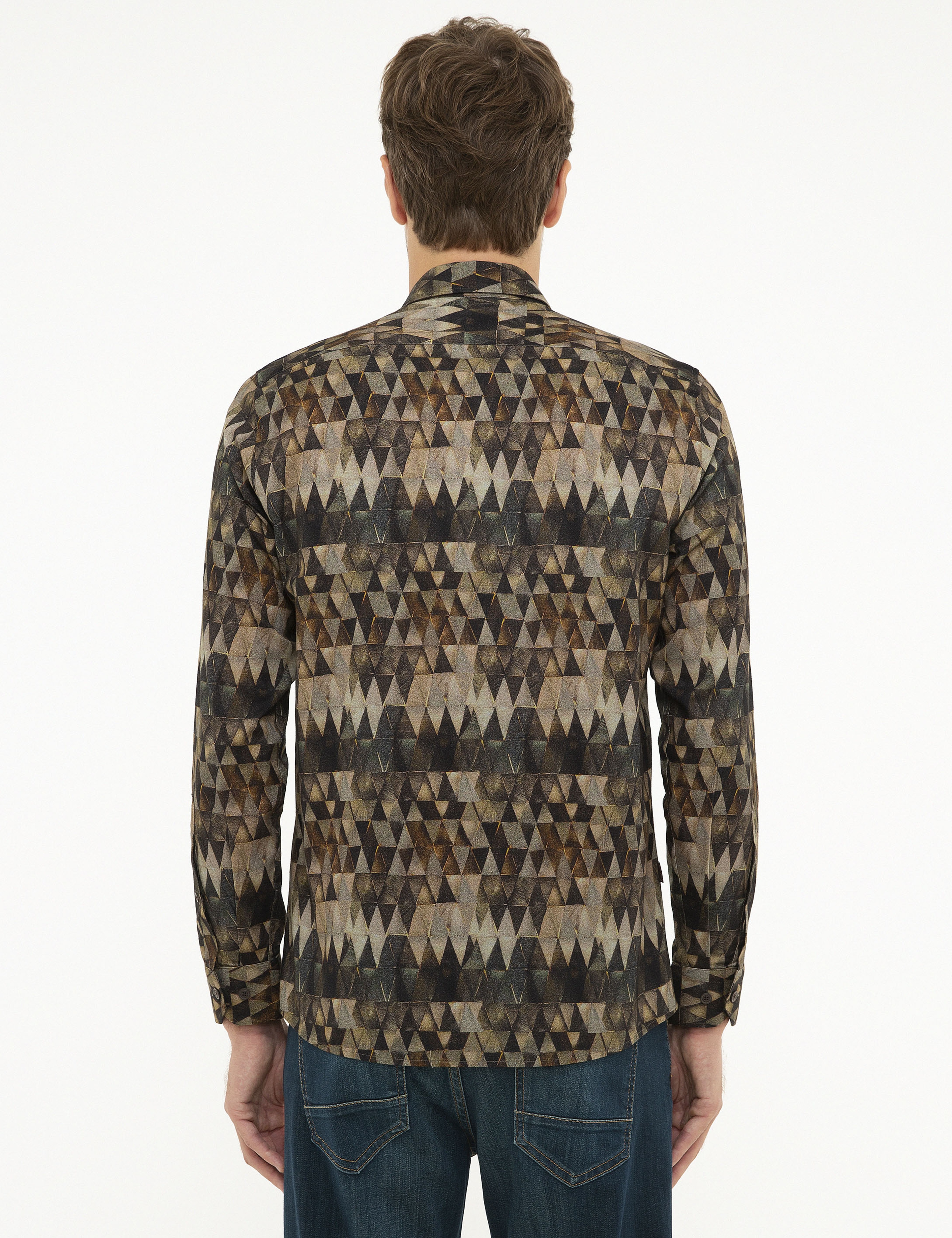 Gri Slim Fit Uzun Kollu Gömlek - Image 3