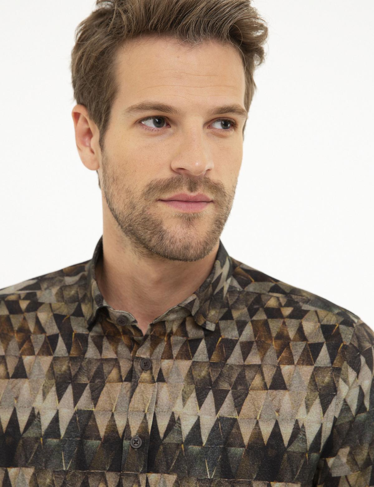 Kahverengi Slim Fit Gömlek - 50213185005