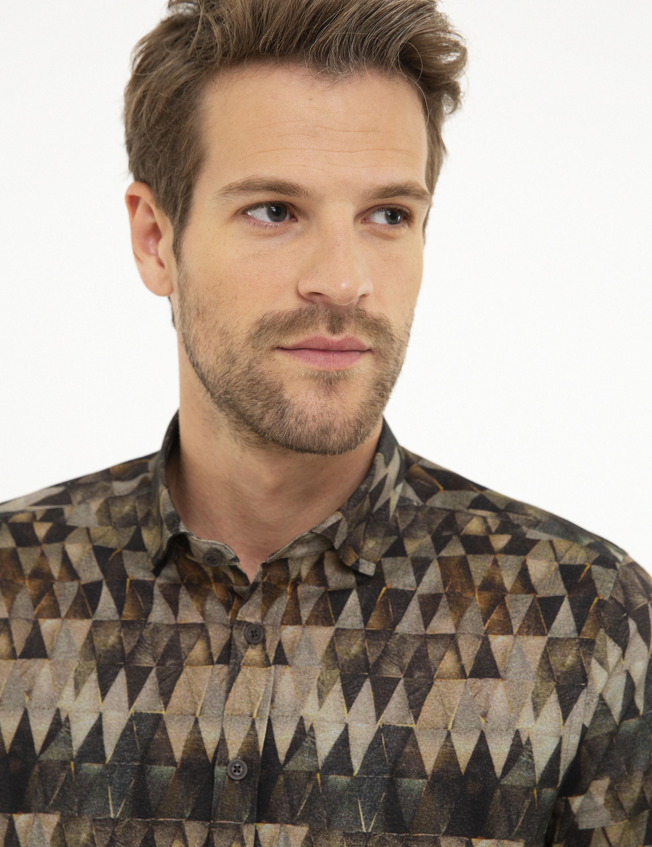 Kahverengi Slim Fit Gömlek