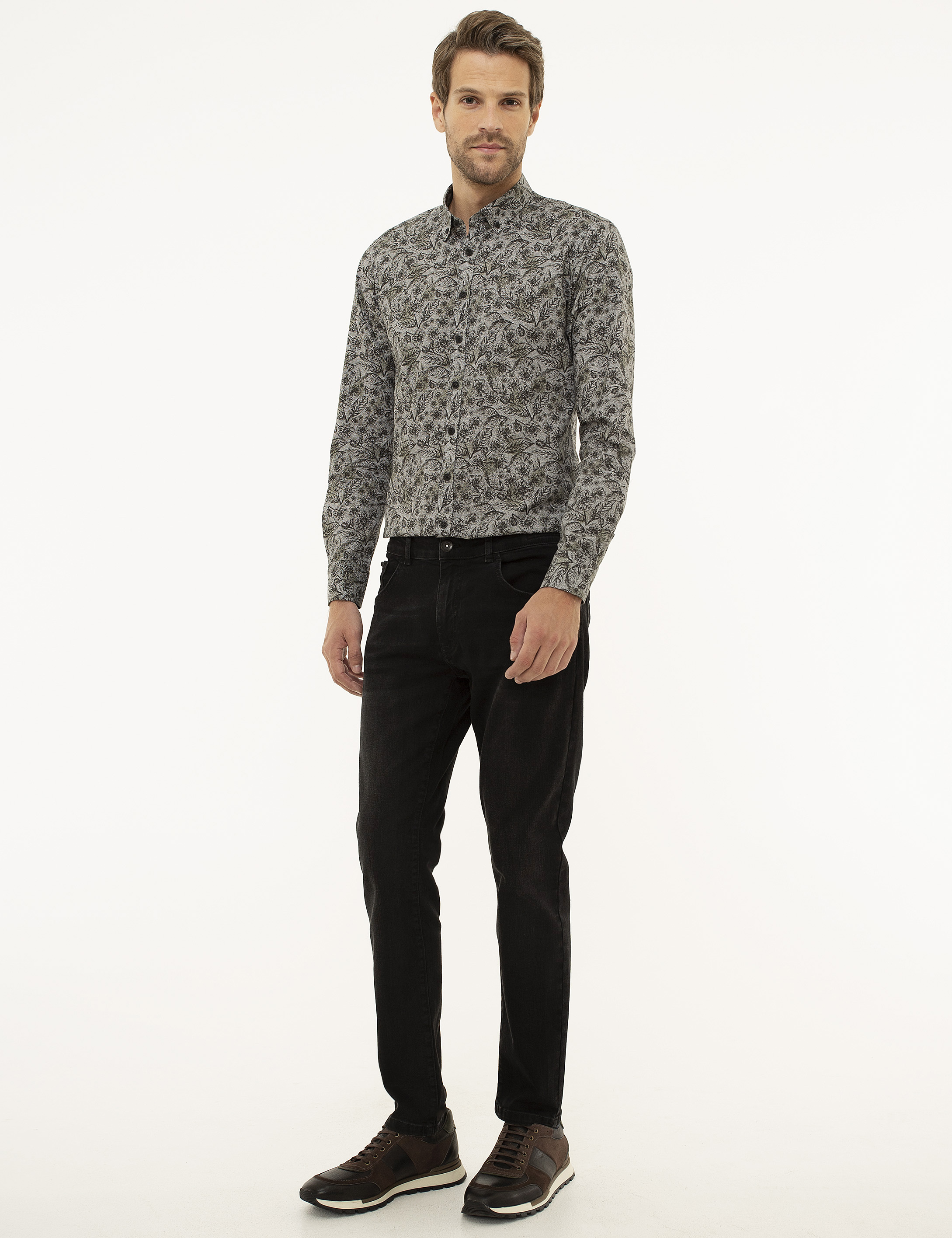 Antrasit Real Slim Fit Denim Pantolon