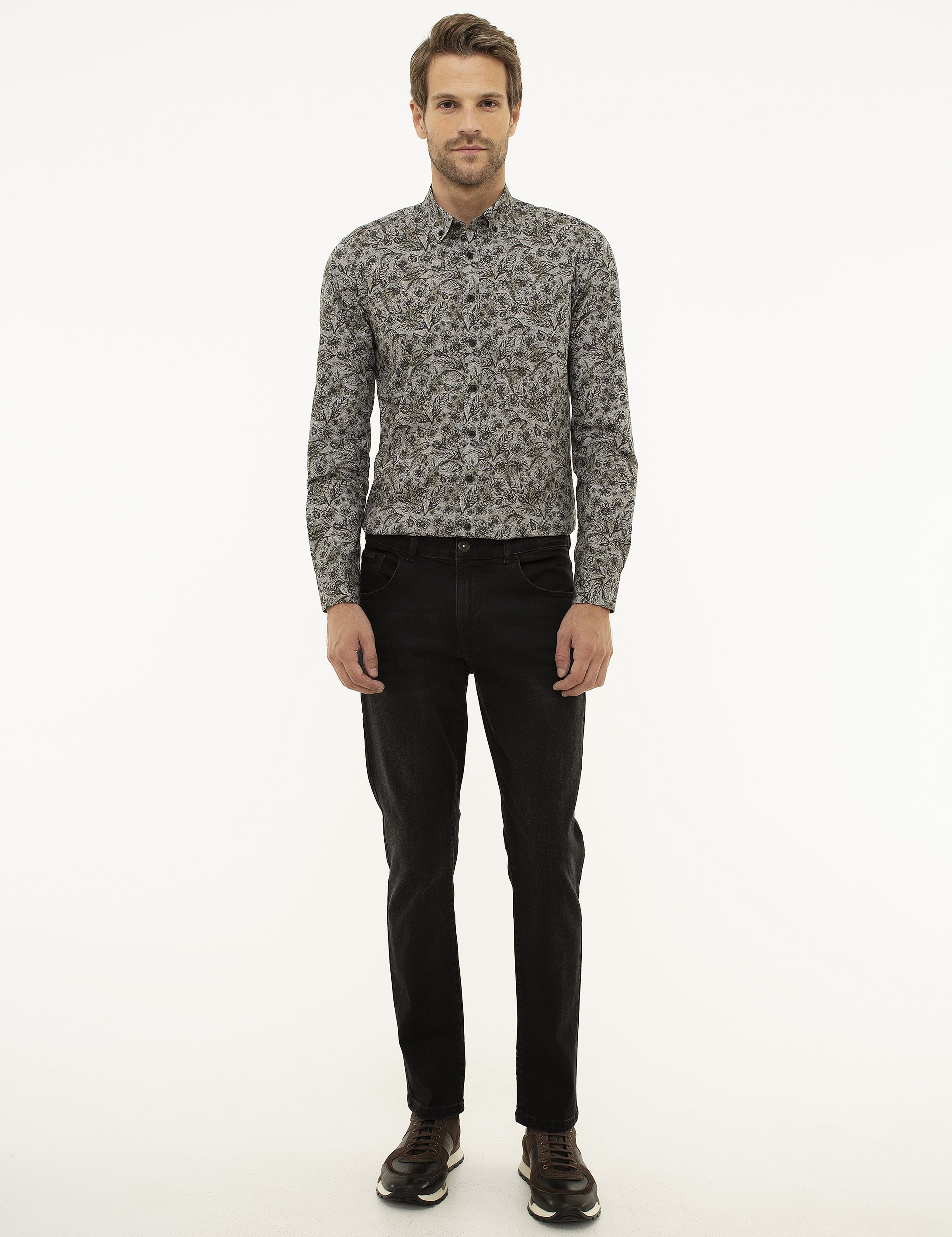 Antrasit Real Slim Fit Denim Pantolon - Image 1