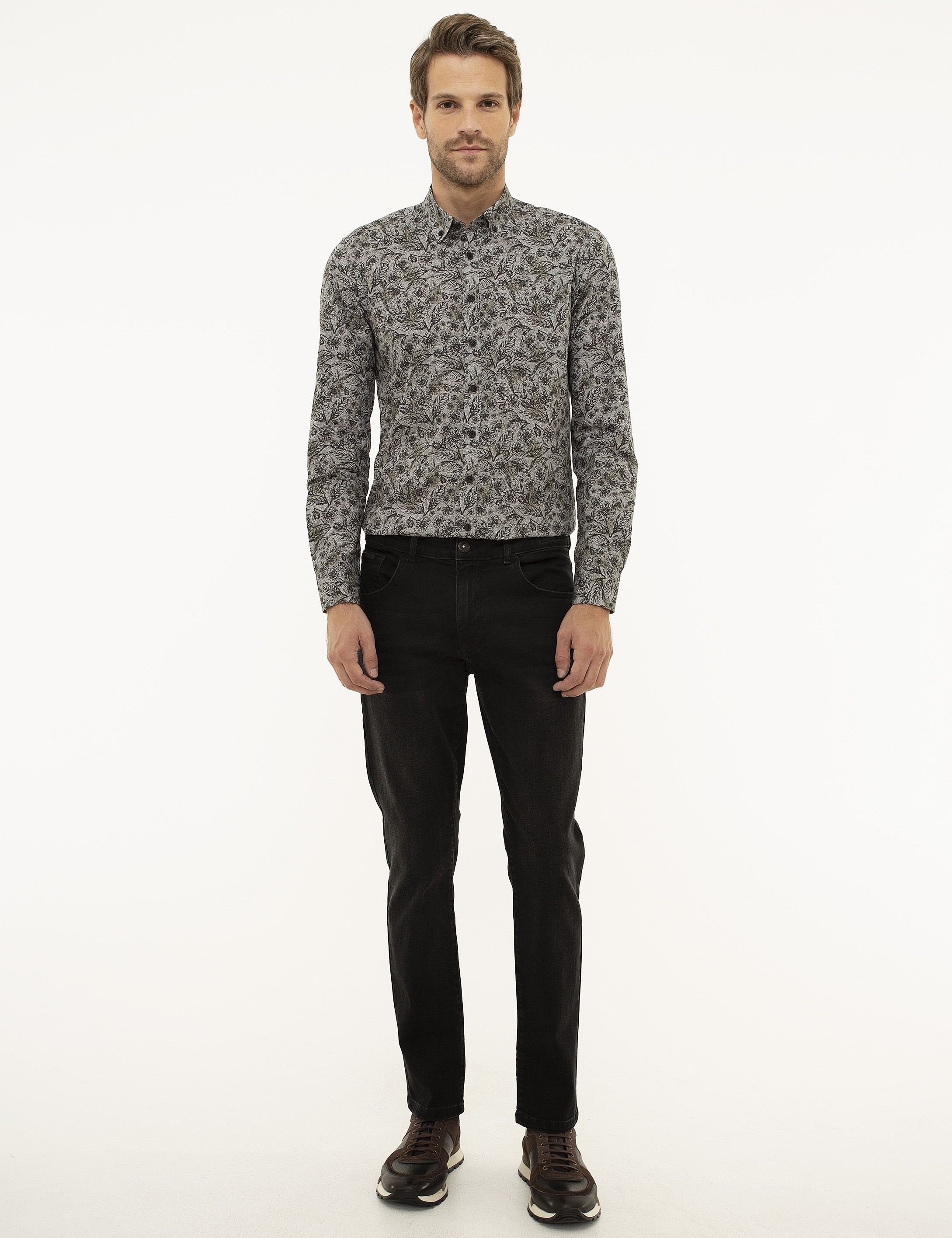 Antrasit Real Slim Fit Denim Pantolon