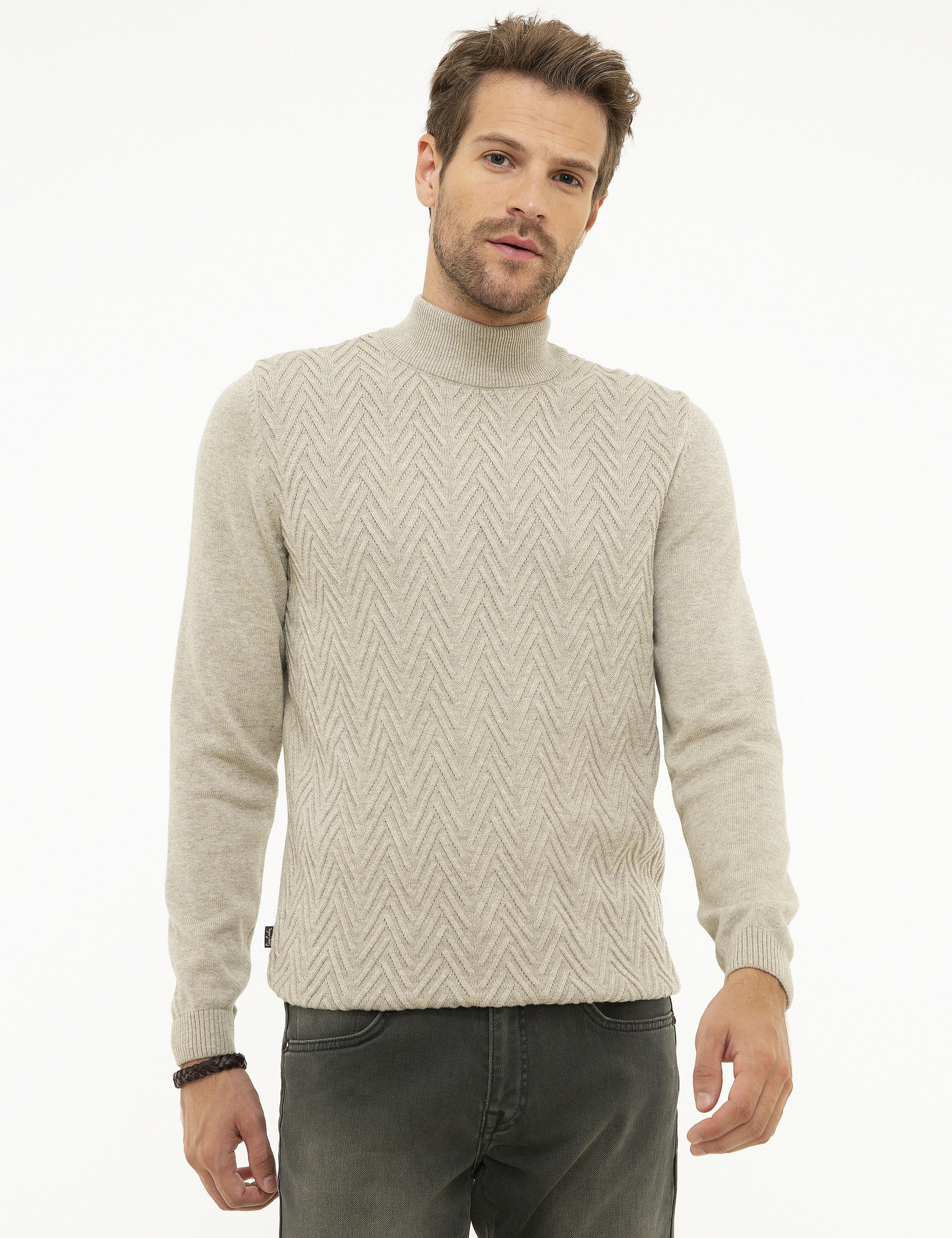 Kum Melanj Slim Fit Triko Kazak - Image 1