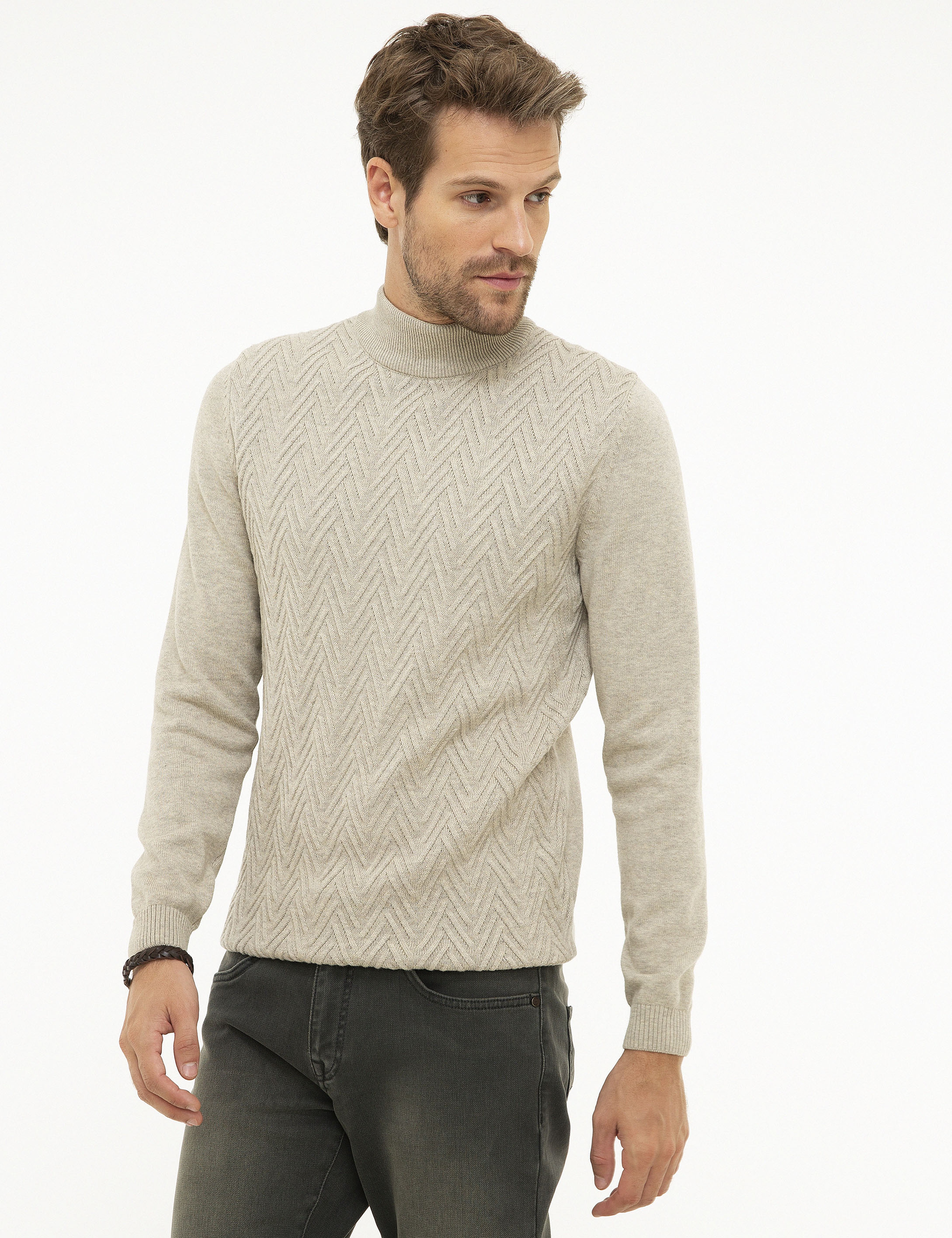 Kum Melanj Slim Fit Triko Kazak - Image 3