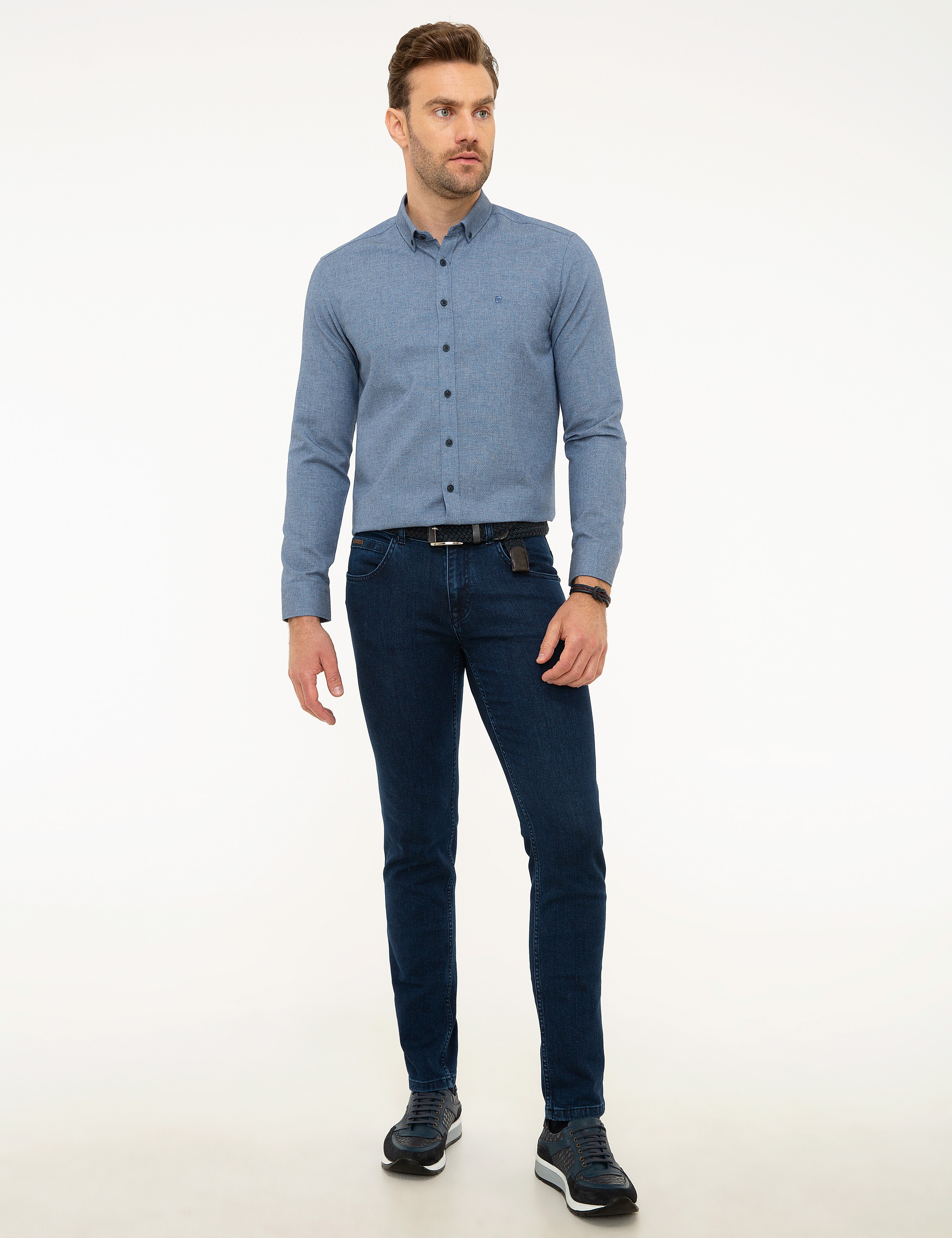 Mavi Slim Fit Gömlek - Image 4