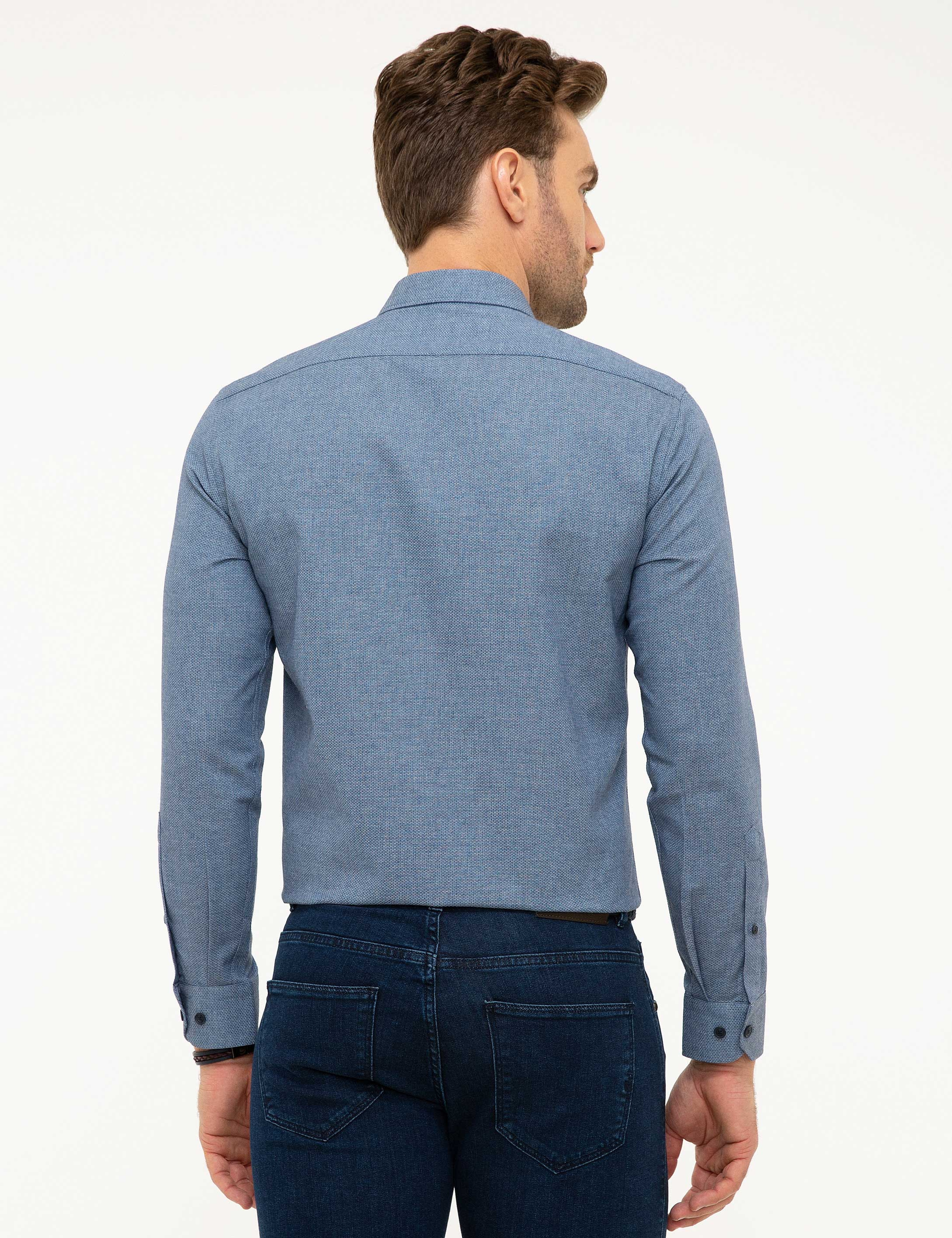 Mavi Slim Fit Gömlek - Image 3