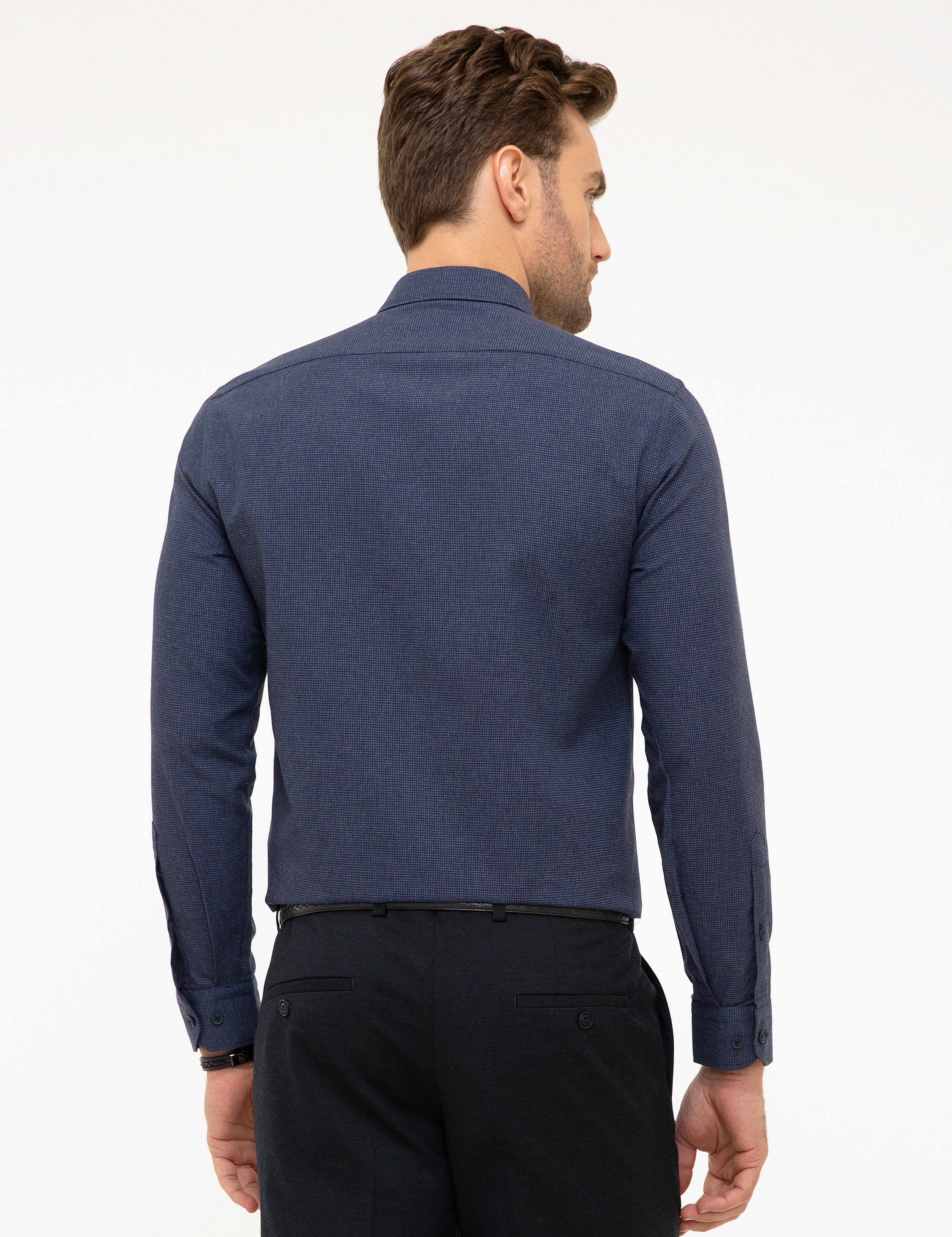 Lacivert Slim Fit Gömlek - Image 3