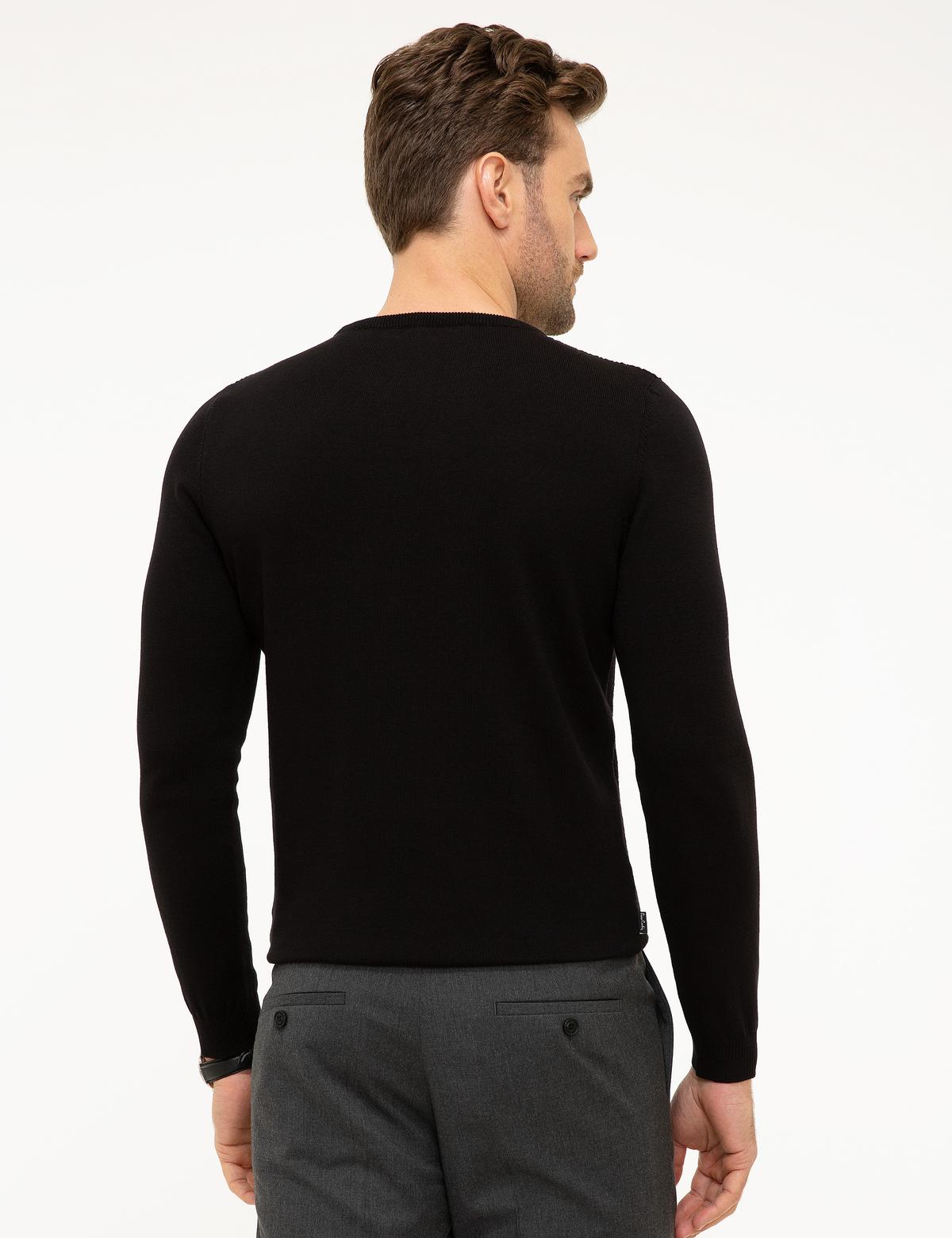 Siyah Slim Fit Kazak - 50209936013