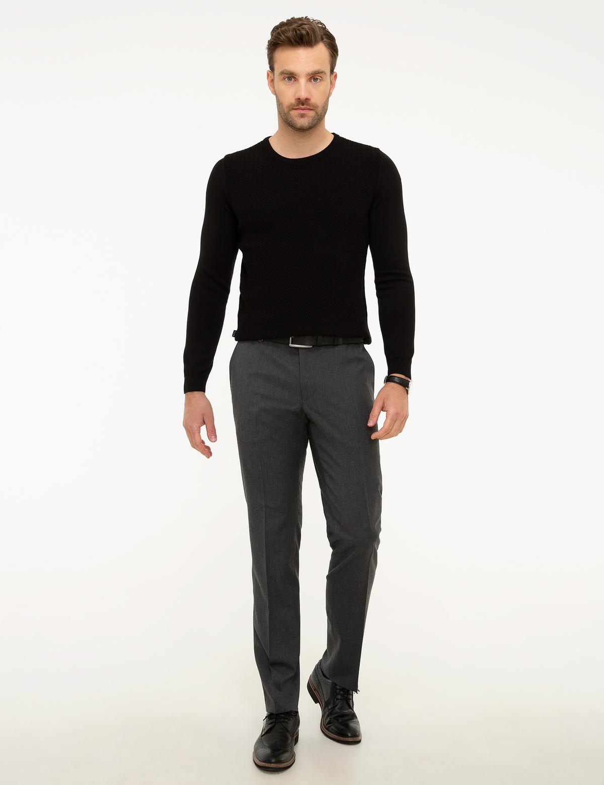 Siyah Slim Fit Kazak - 50209936013