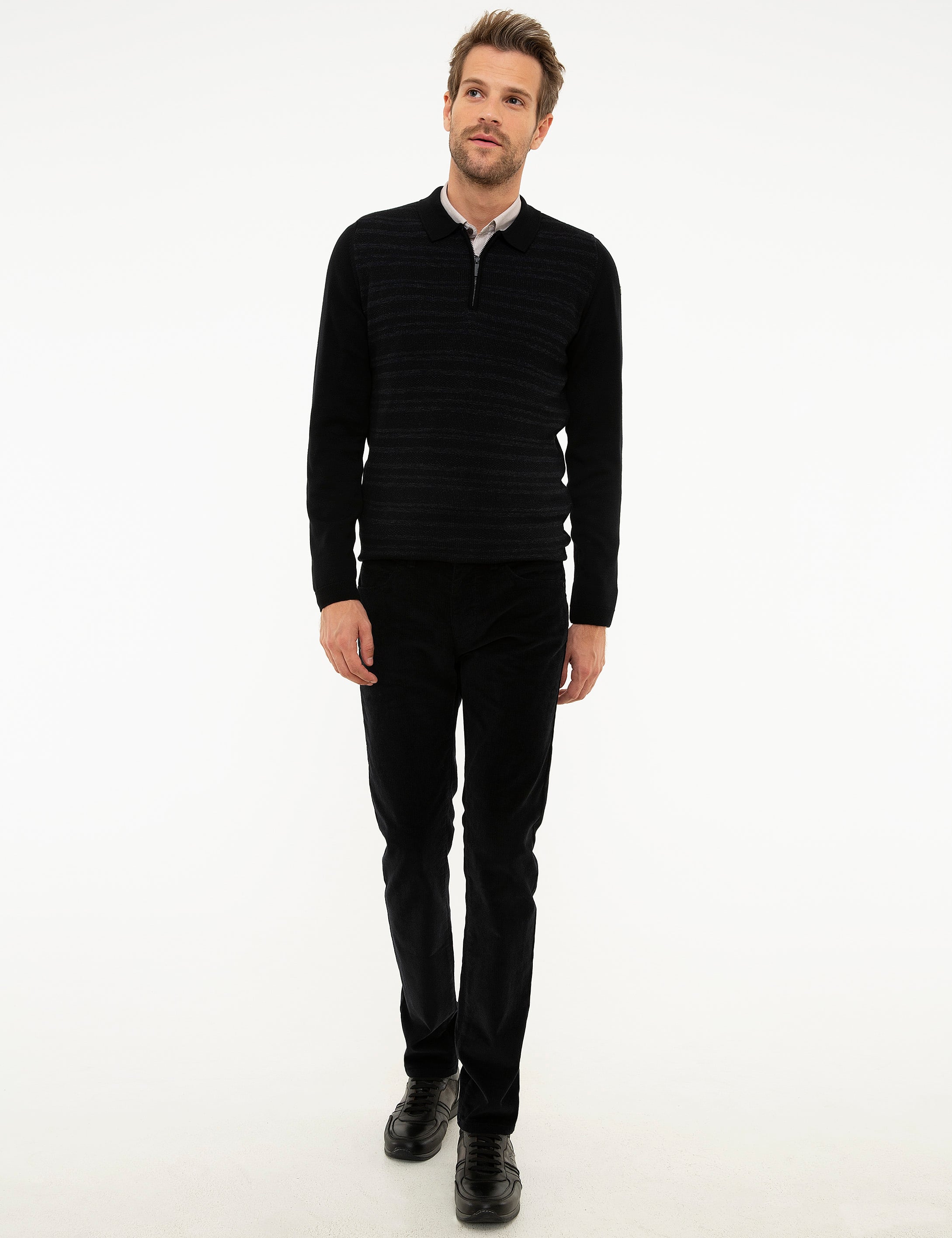 Siyah Slim Fit Kanvas Pantolon