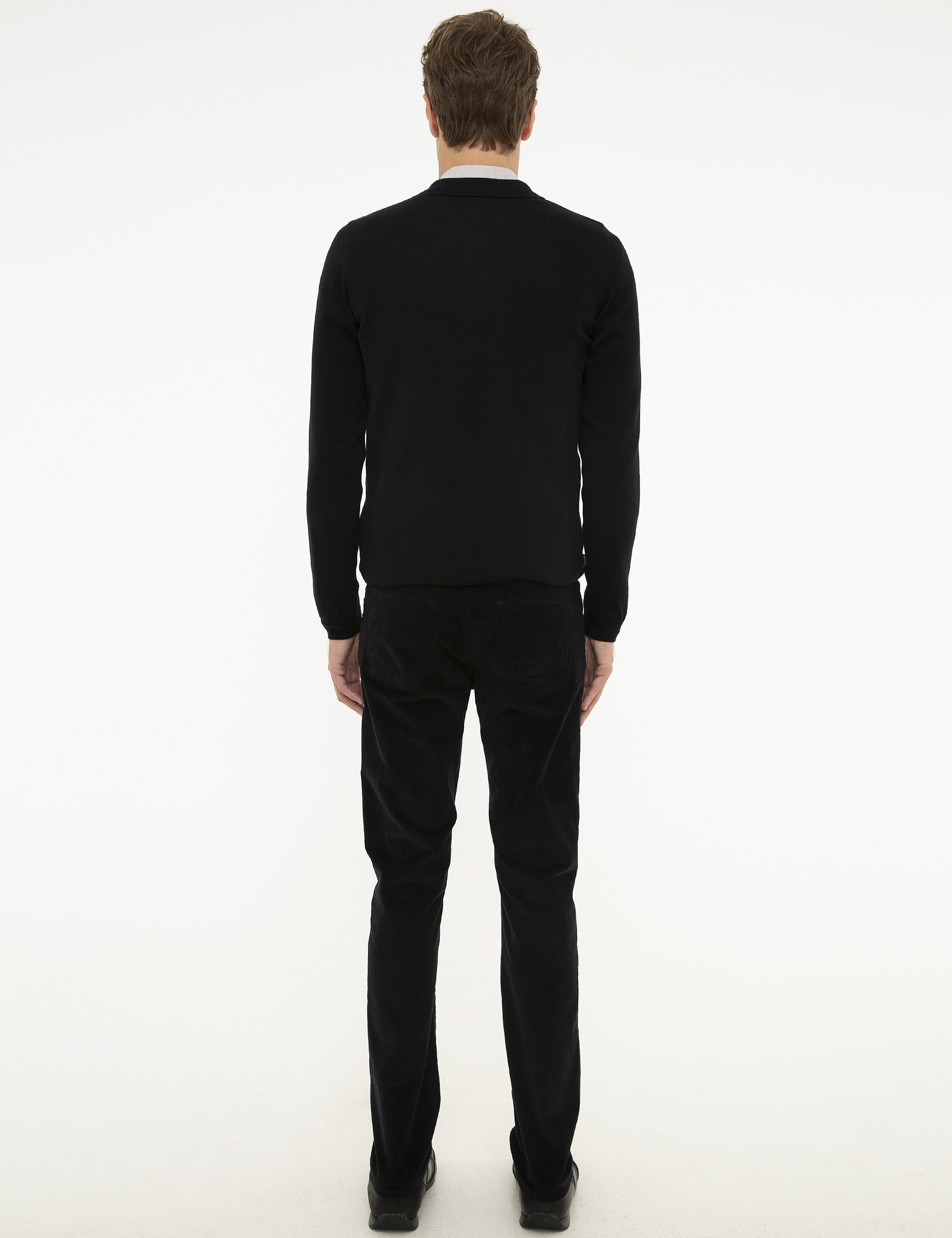 Siyah Slim Fit Kanvas Pantolon - Image 3