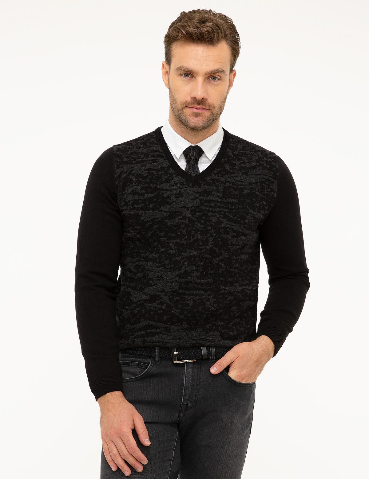 Siyah Slim Fit Kazak