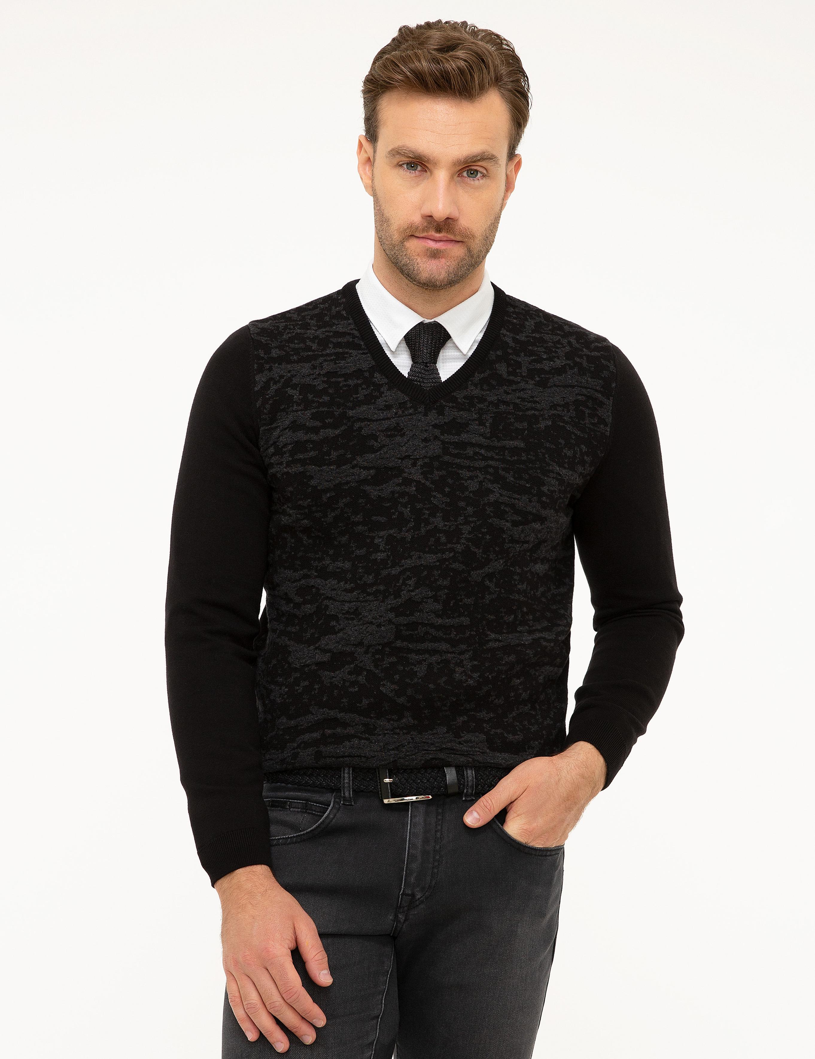 Siyah Slim Fit Kazak