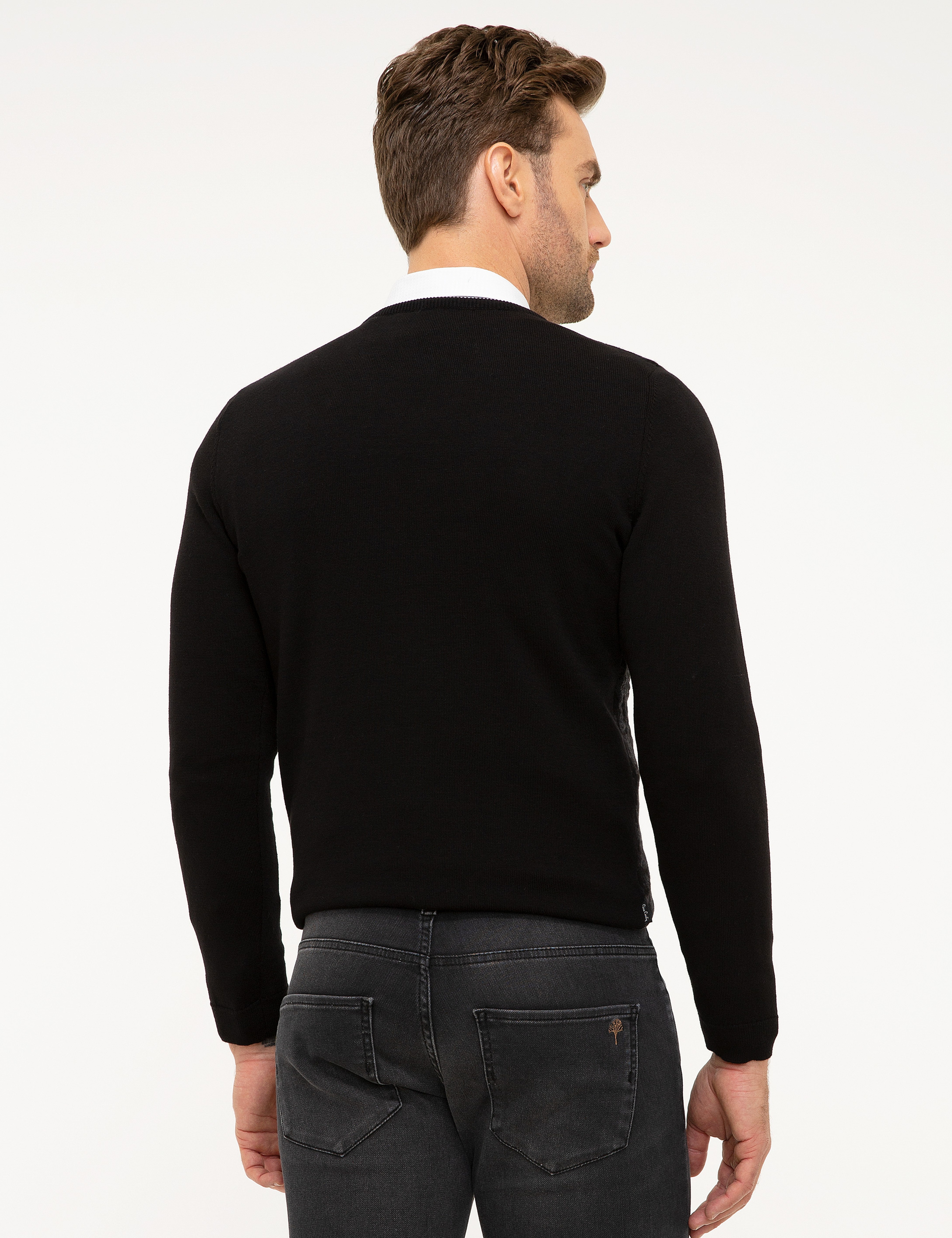 Siyah Slim Fit Kazak - Image 4