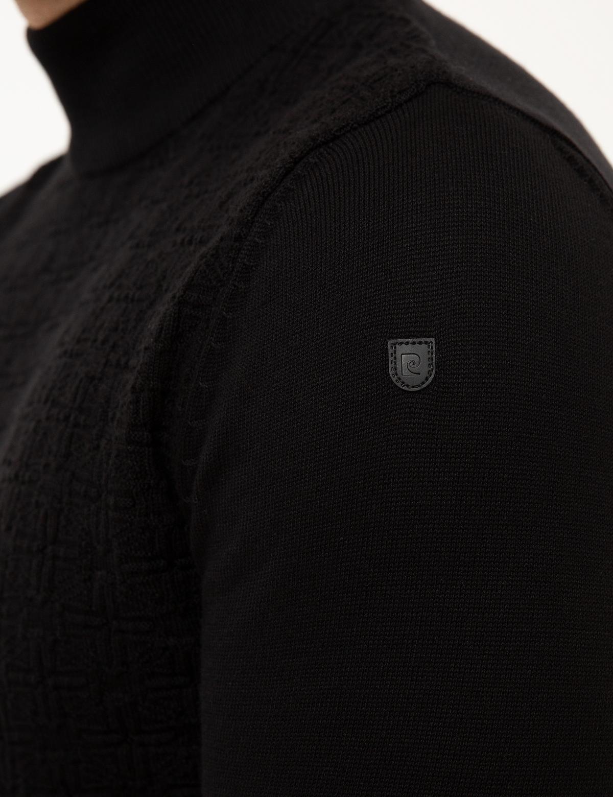 Siyah Slim Fit Yarım Balıkçı Yaka Triko Kazak - 50210684014