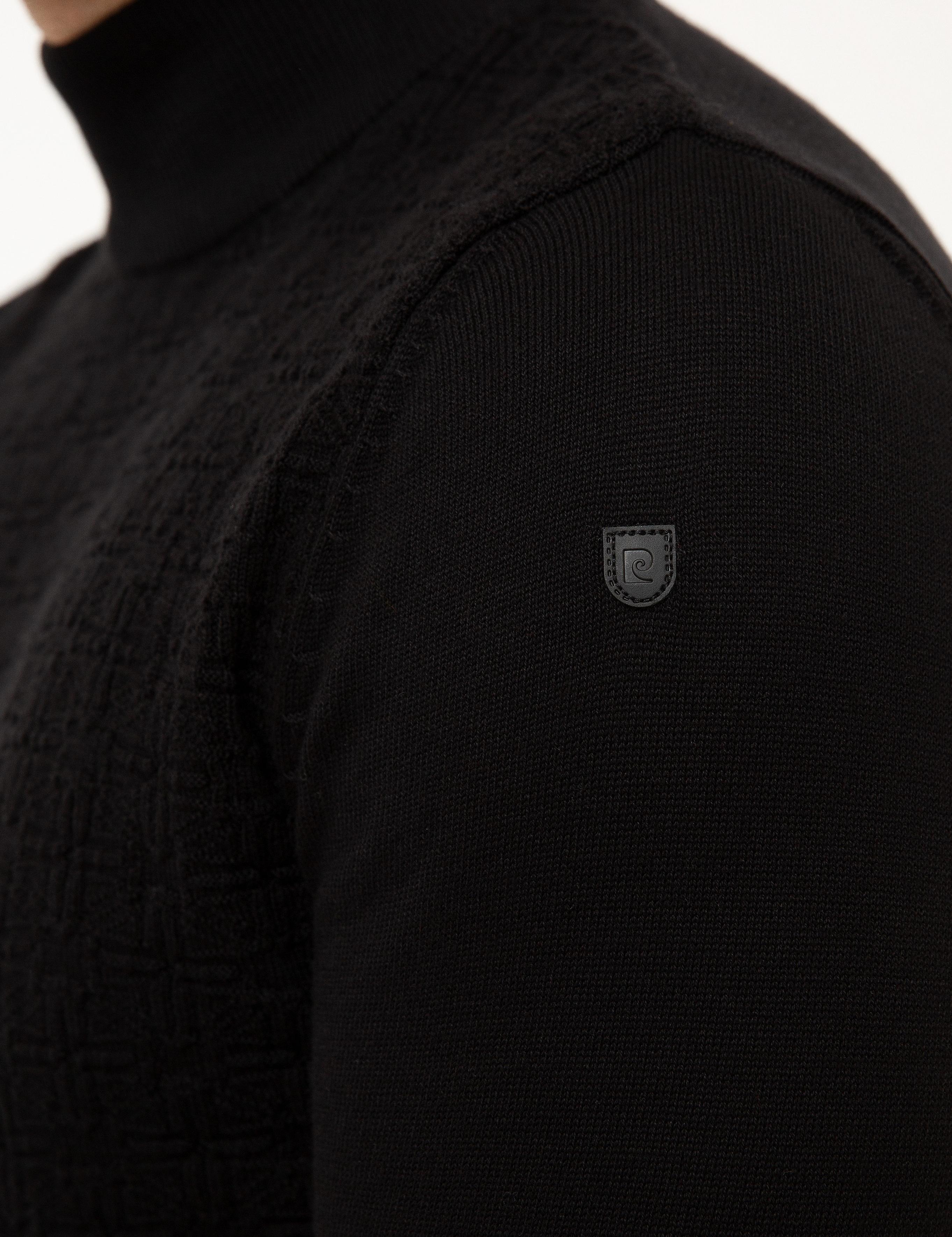 Siyah Slim Fit Yarım Balıkçı Yaka Triko Kazak