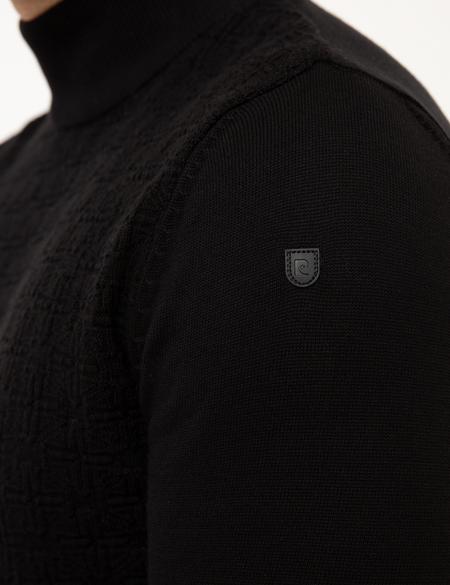 Siyah Slim Fit Yarım Balıkçı Yaka Triko Kazak - 50210684014